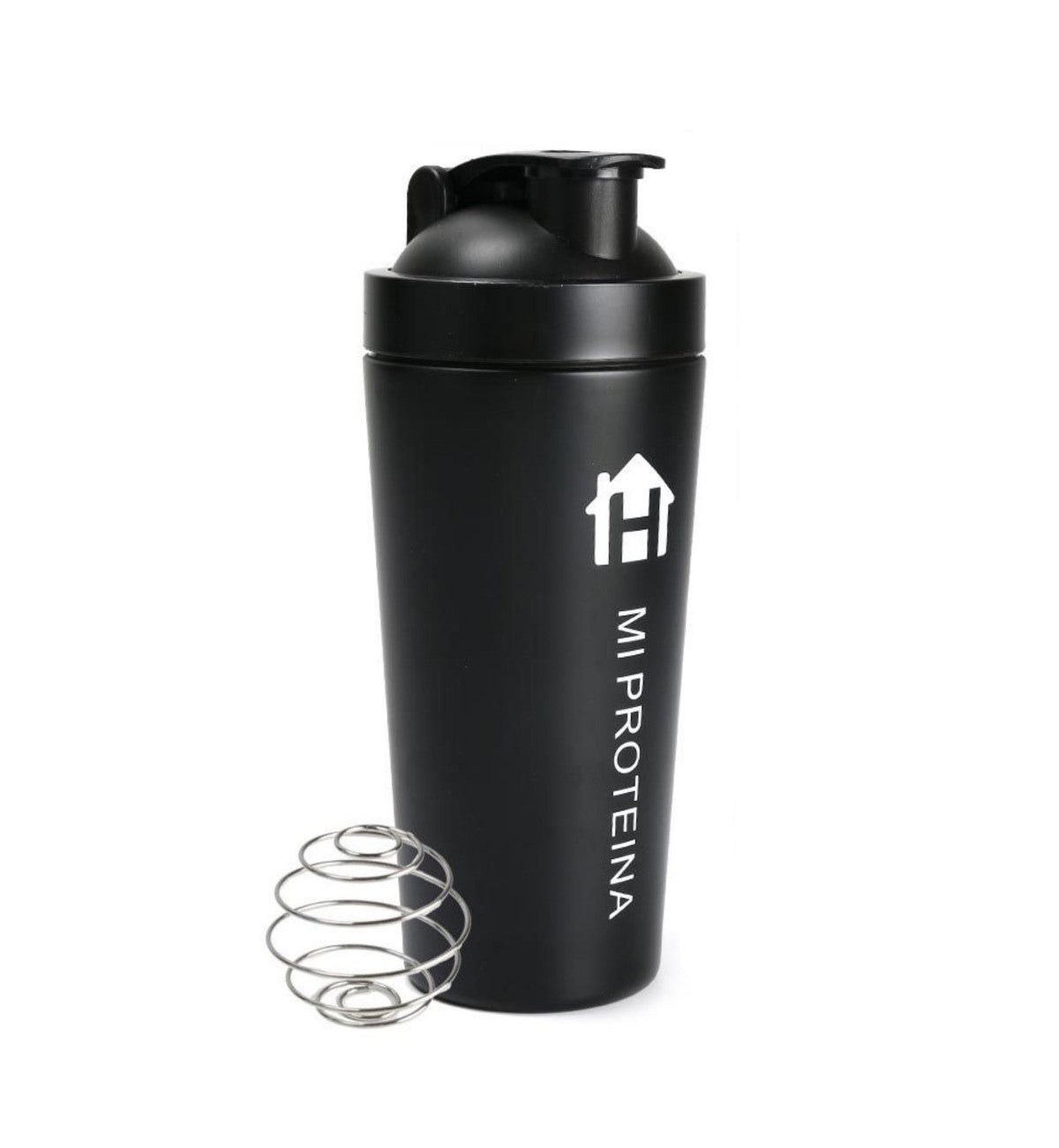 Home Universal® 750ML Botella Gim Shaker de Acero Inoxidable | BPA Free con Mezclador de Tapa Integrado | Vaso Gimnasio con Medidor | Apto para Lavavajillas | Vaso Proteína (Negro)