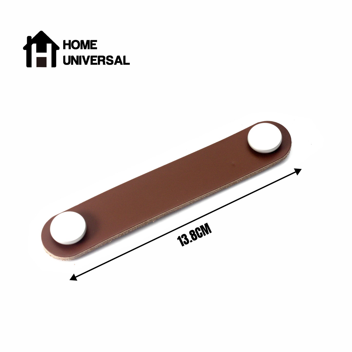 HOME UNIVERSAL | Pomos Tiradores de Cuero Sintético | Tiradores para Armarios y Cajones | Tiradores y Pomos para el Baño | Decoraciones Originales | Tornillos Incluidos | (Tirador_Marron_13.8cm)