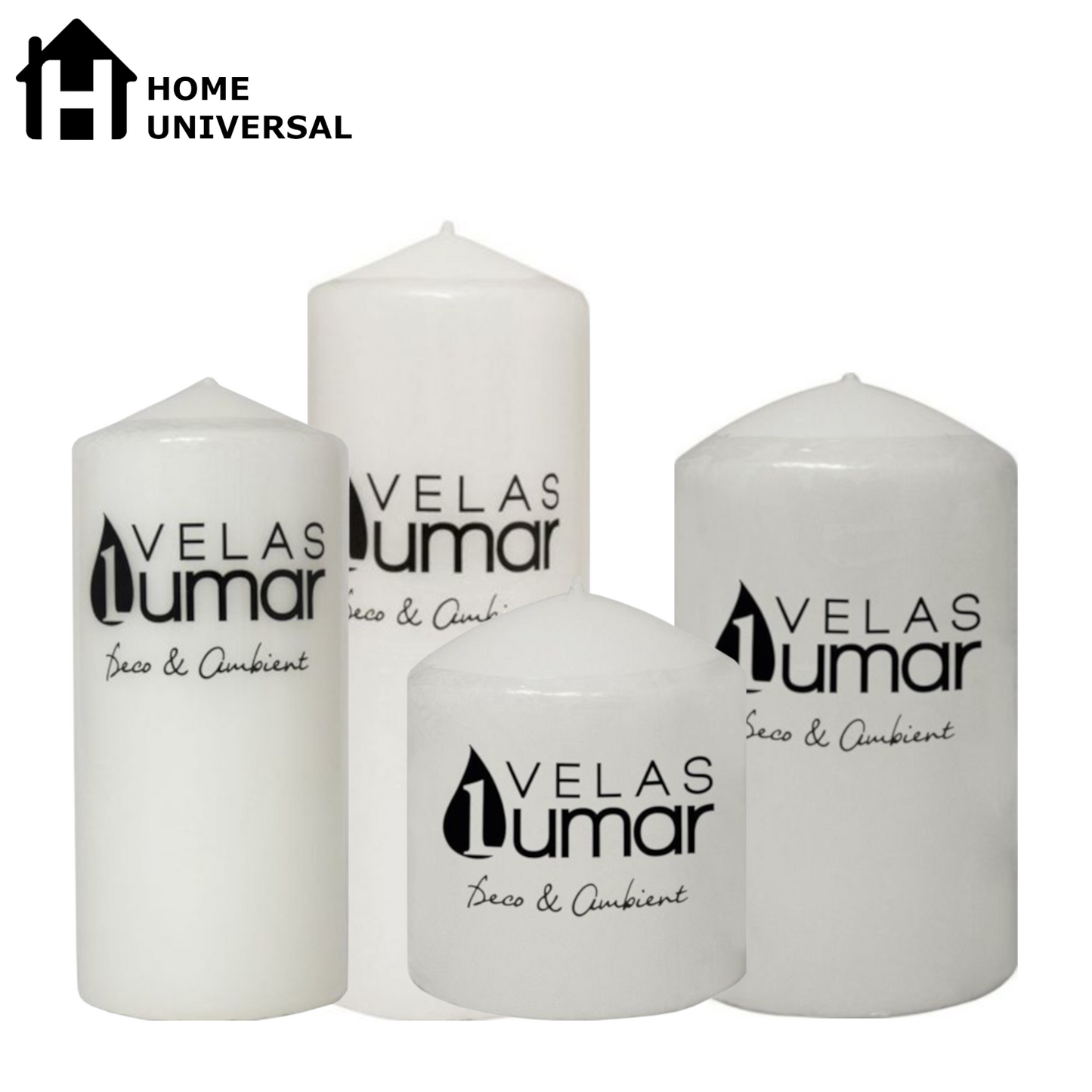 Home Universal® Pack de 2 Velas Lumar Decorativas sin Aroma – Velas Blancas o Rojas de Distintos Tamaños, Ideales para Decoración del Hogar, Bodas, Centros de Mesa y Eventos Elegantes (20X7CM - 555g (2 Unidades · Blanco))