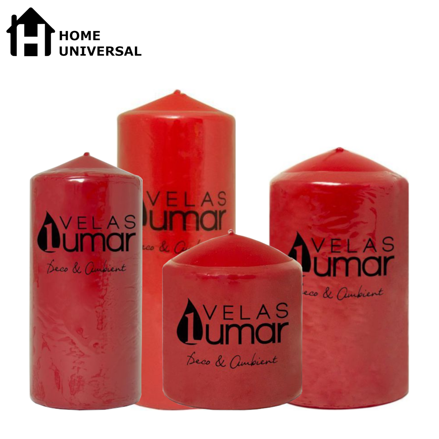Home Universal® Pack de 2 Velas Lumar Decorativas sin Aroma – Velas Blancas o Rojas de Distintos Tamaños, Ideales para Decoración del Hogar, Bodas, Centros de Mesa y Eventos Elegantes (15X9CM - 710g (2 Unidades · Rojo))