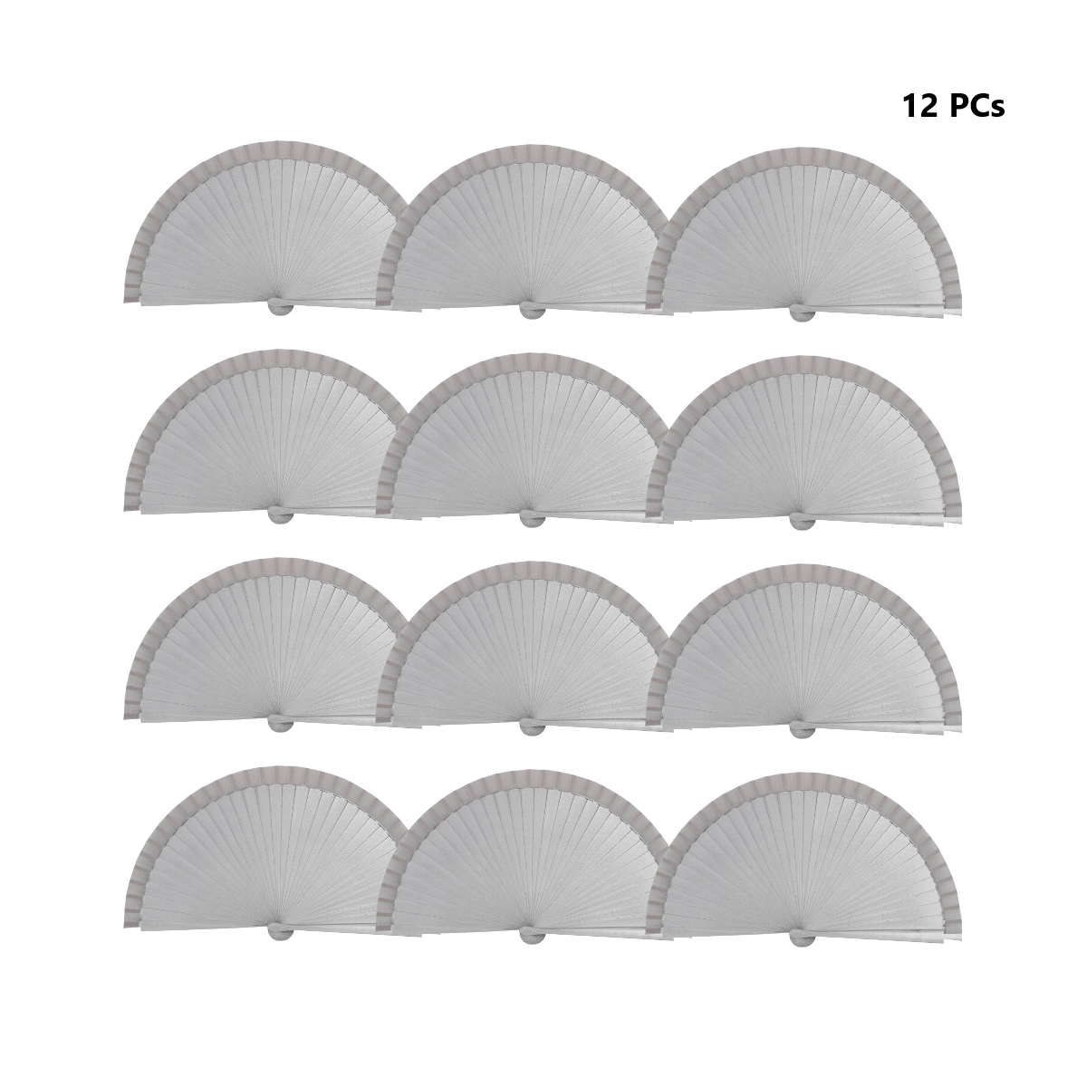 HOME UNIVERSAL Abanicos Madera Liso 23CM, Detalles para los Invitados, Regalos de Boda, Fiesta, Comunión o Bautizo (23cm_Plateado)