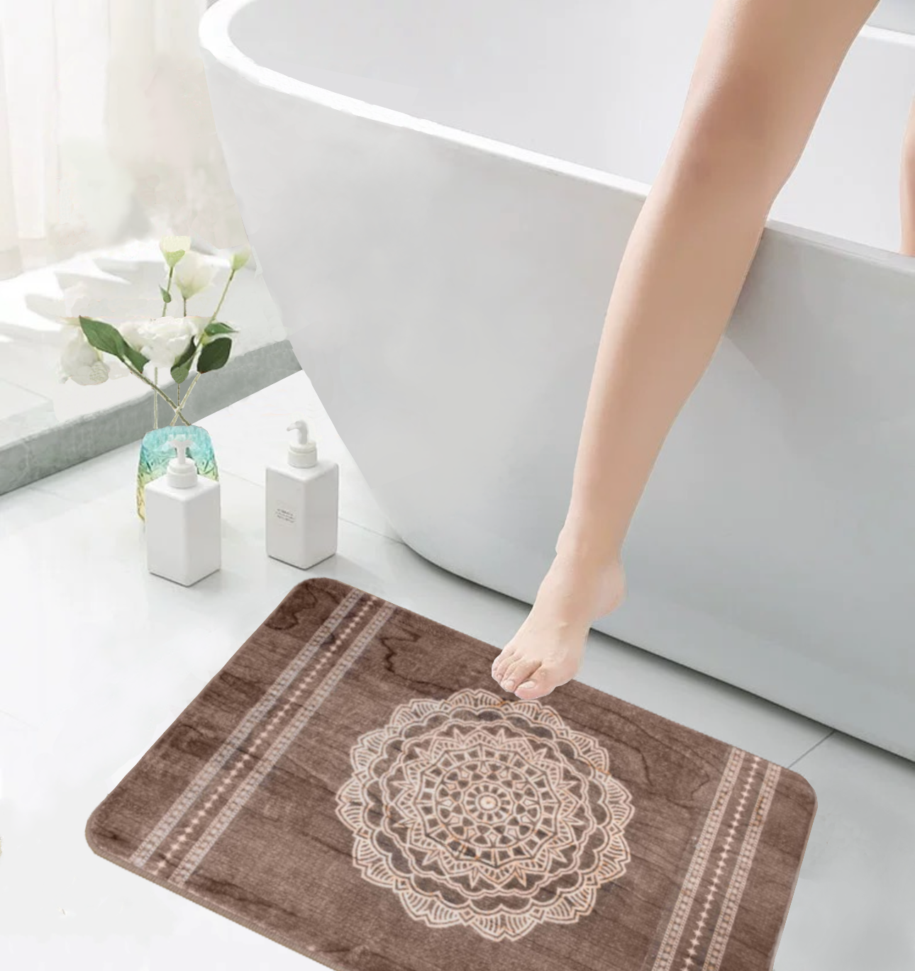 Home Universal® Alfombra para el baño Alfombra Mediano Suave y Esponjosa Alfombras Peludas Que no se Desprenden Alfombra Motley Tie-Dye Alfombras Modernas para Interiores(Marron Estampado)