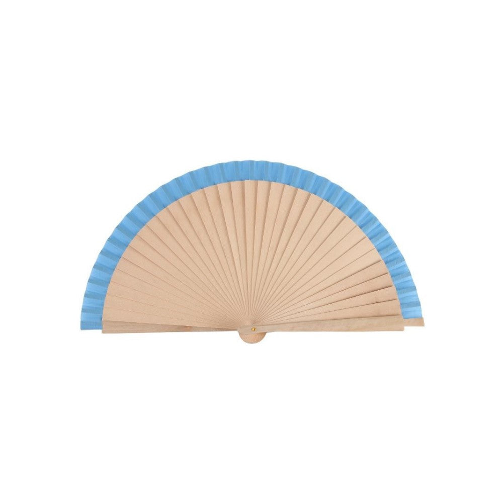 Home Universal ® Pack 12 Unidades Abanicos Madera con Tela Lisa 23cm, Detalles para los Invitados, Regalos de Boda, Fiestas, Comuniones y Otros Eventos(23cm_Azul)