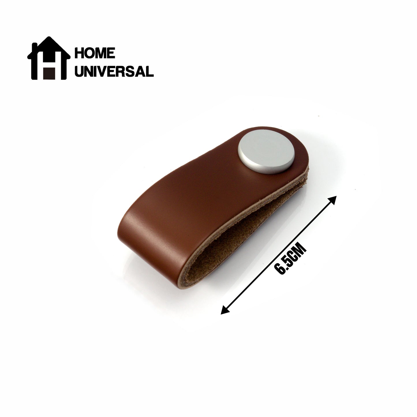 HOME UNIVERSAL | 6 Pomos Tiradores de Cuero Sintético | Tiradores para Armarios y Cajones | Tiradores y Pomos para el Baño | Decoraciones Originales | Tornillos Incluidos | (Tirador_Marron)