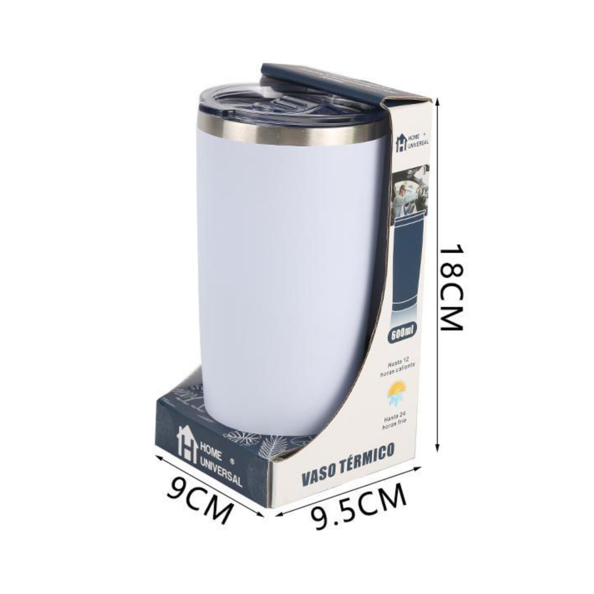 Home Universal ® Termo de Café Acero Inoxidable, Vaso Térmico con Aislamiento, 12h Caliente / 24h Frío, para agua, té caliente y frio (Blanco)