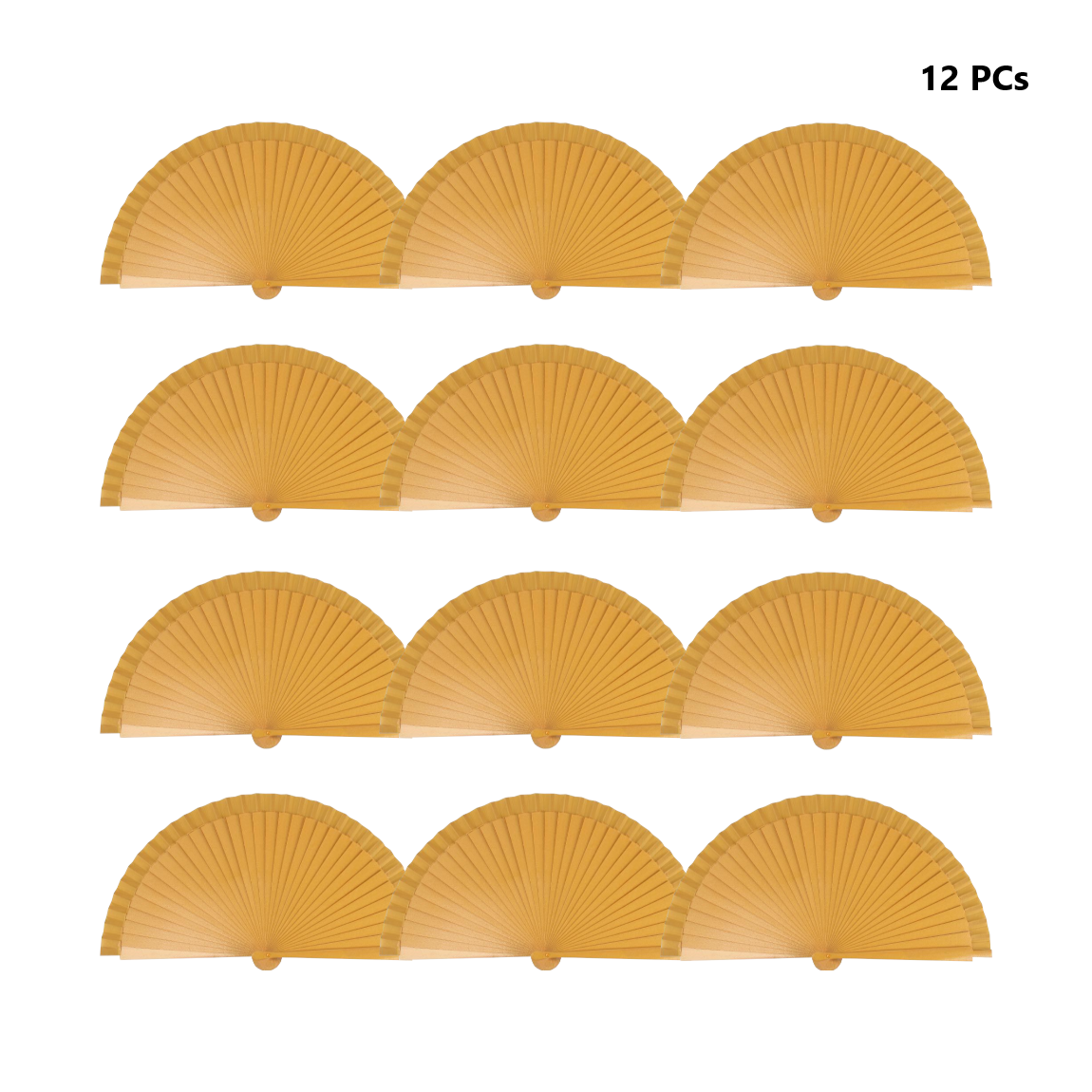 HOME UNIVERSAL Abanicos Madera Liso 23CM, Detalles para los Invitados, Regalos de Boda, Fiesta, Comunión o Bautizo (23cm_Oro)