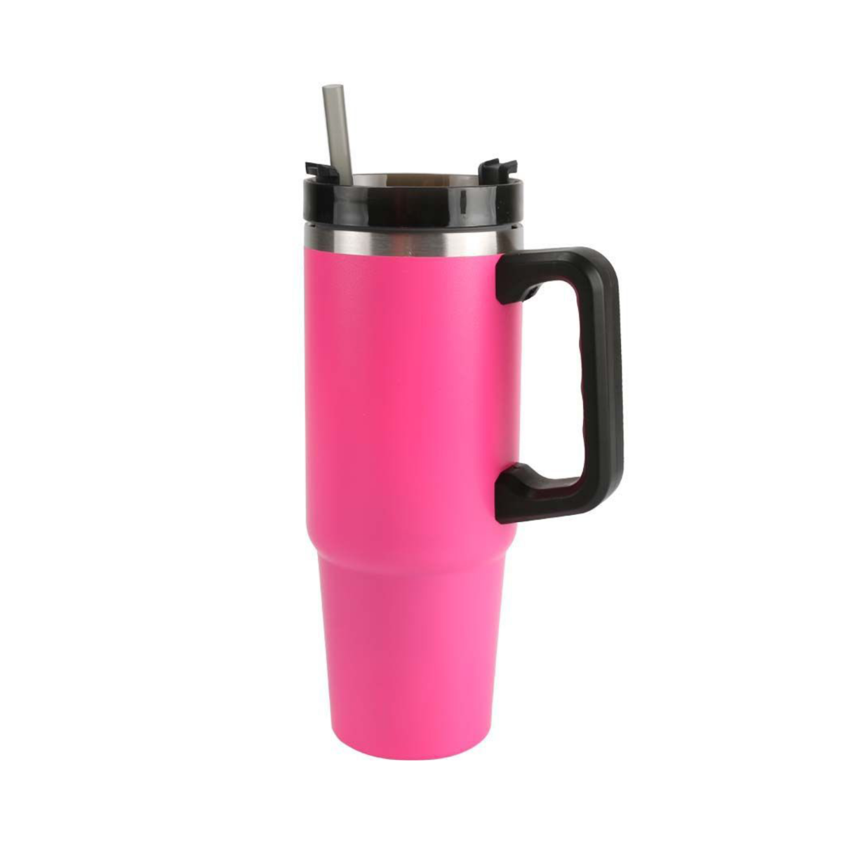Home Universal® 890ML - Taza de Viaje con Tapa y Pajita para Coche | Taza Térmica de Café con Aislamiento de Doble Pared | Acero Inoxidable (Rosa Chicle)