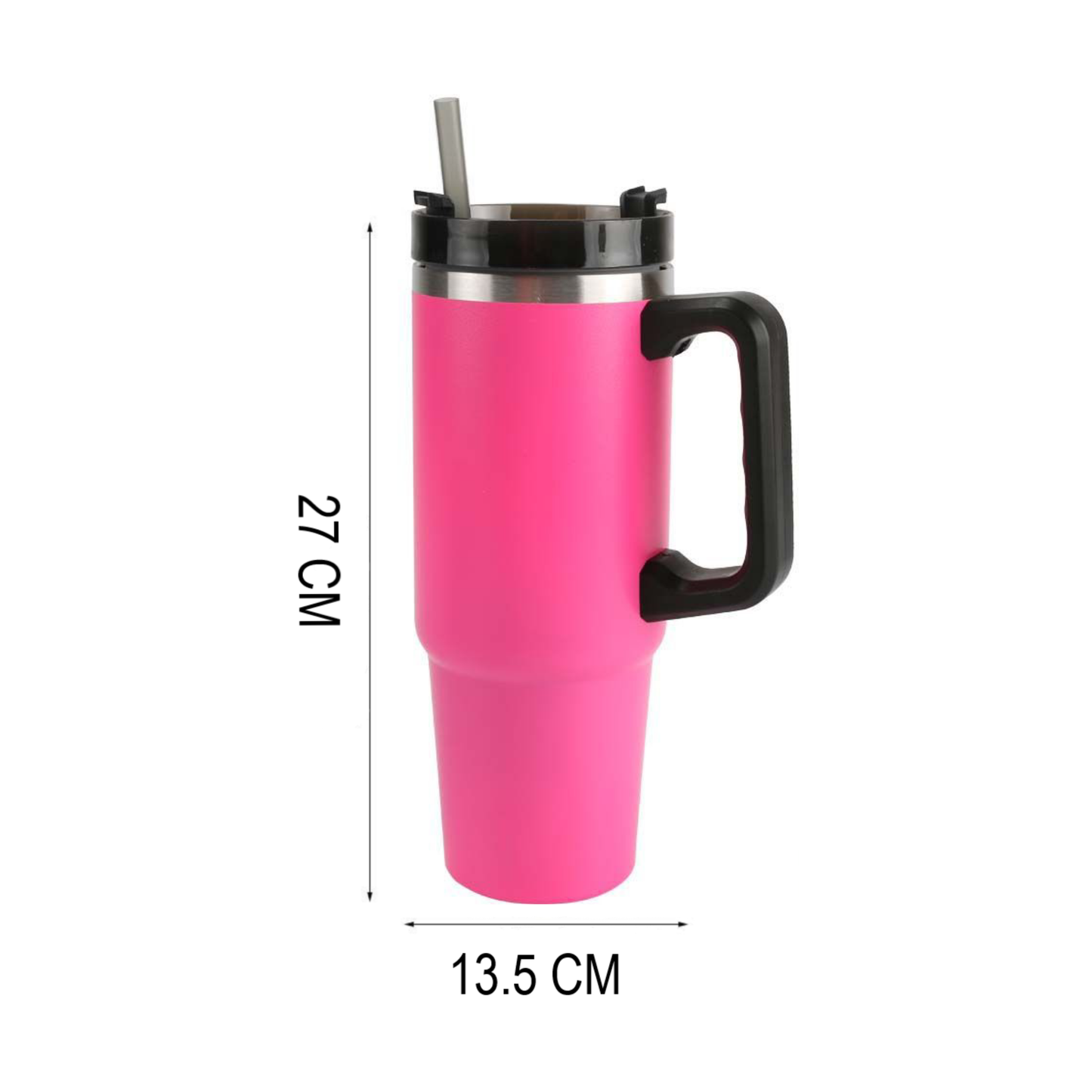 Home Universal® 890ML - Taza de Viaje con Tapa y Pajita para Coche | Taza Térmica de Café con Aislamiento de Doble Pared | Acero Inoxidable (Rosa Chicle)