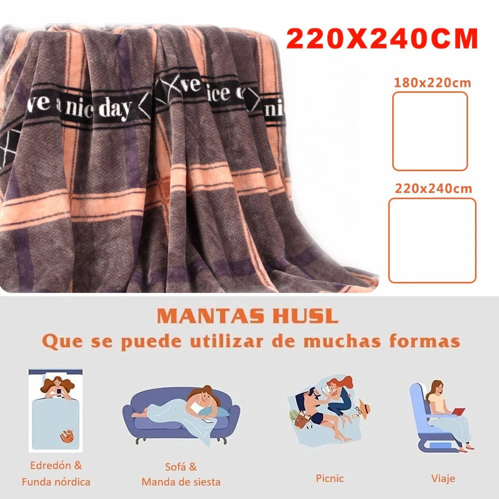 Home UNIVERSAL | Manta Terciopelo Extrasuave 240x220CM | 100% Poliéster (RAYAS)