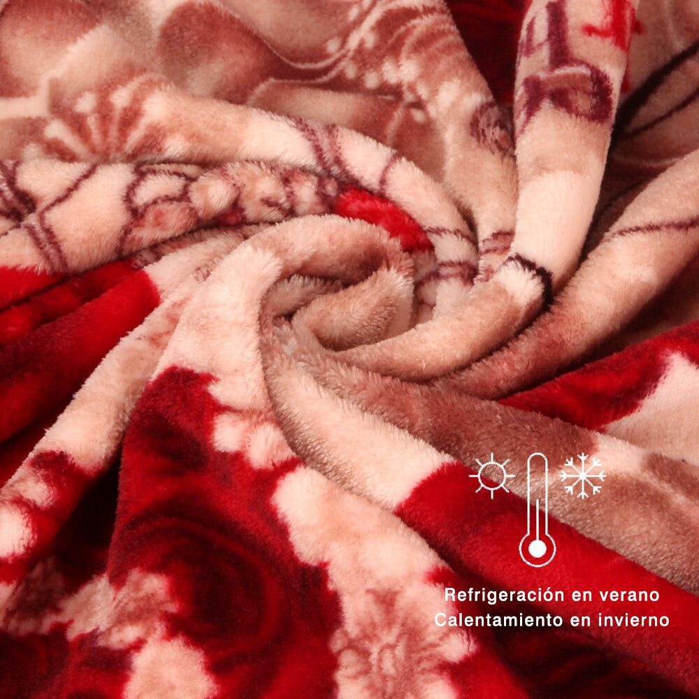 Home UNIVERSAL | Manta Terciopelo Extrasuave 240x220CM | 100% Poliéster (ROJO FLORAL)