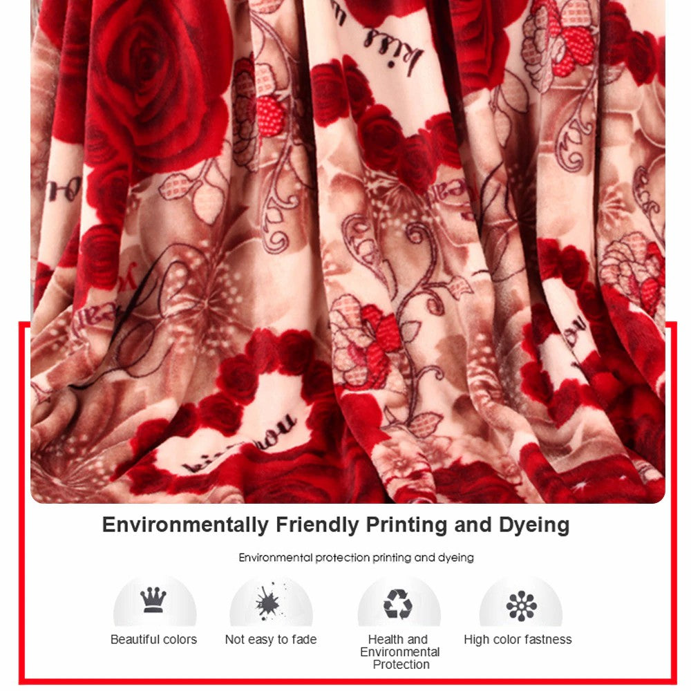 Home UNIVERSAL | Manta Terciopelo Extrasuave 240x220CM | 100% Poliéster (ROJO FLORAL)