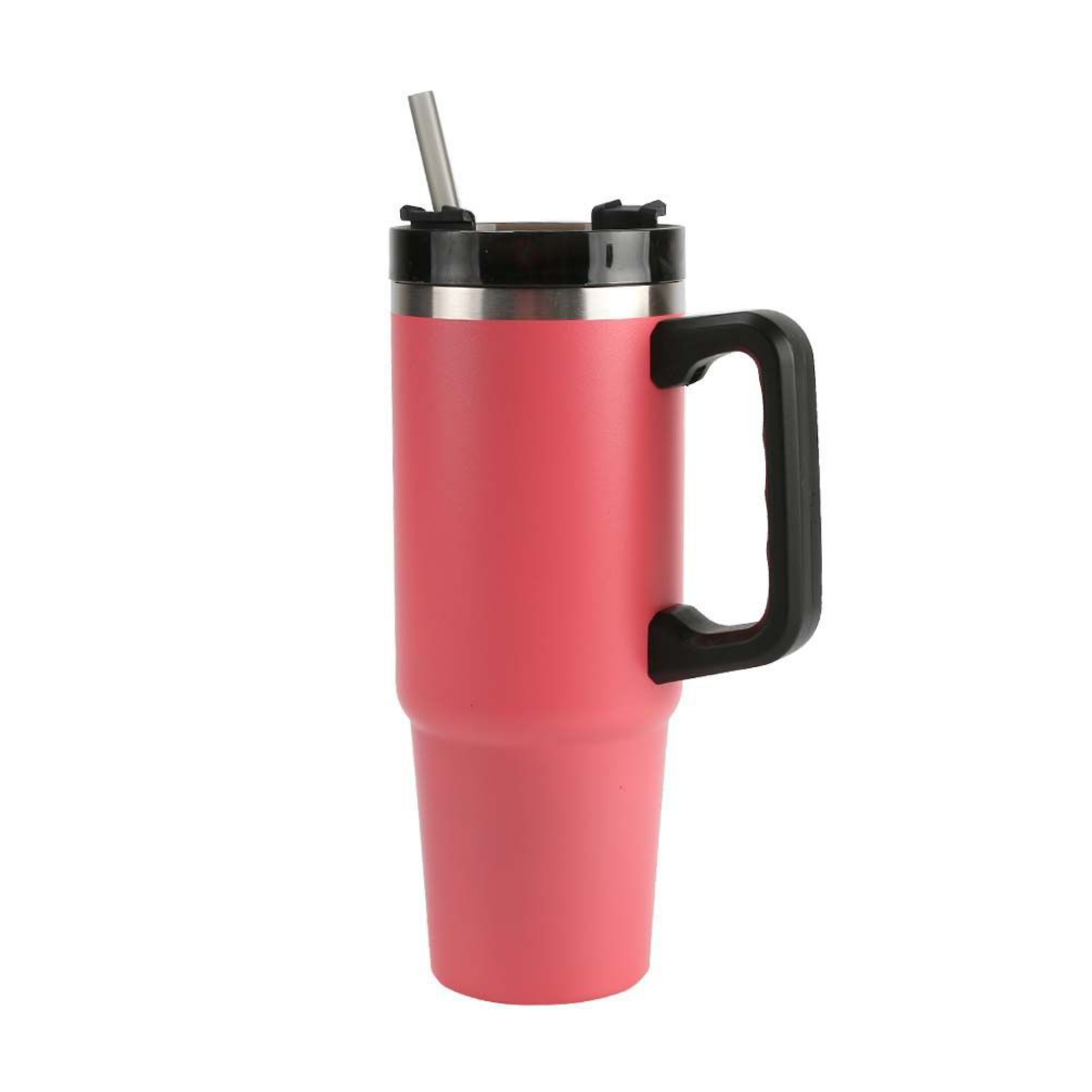 Home Universal® 890ML - Taza de Viaje con Tapa y Pajita para Coche | Taza Térmica de Café con Aislamiento de Doble Pared | Acero Inoxidable (Rosa Fresa)