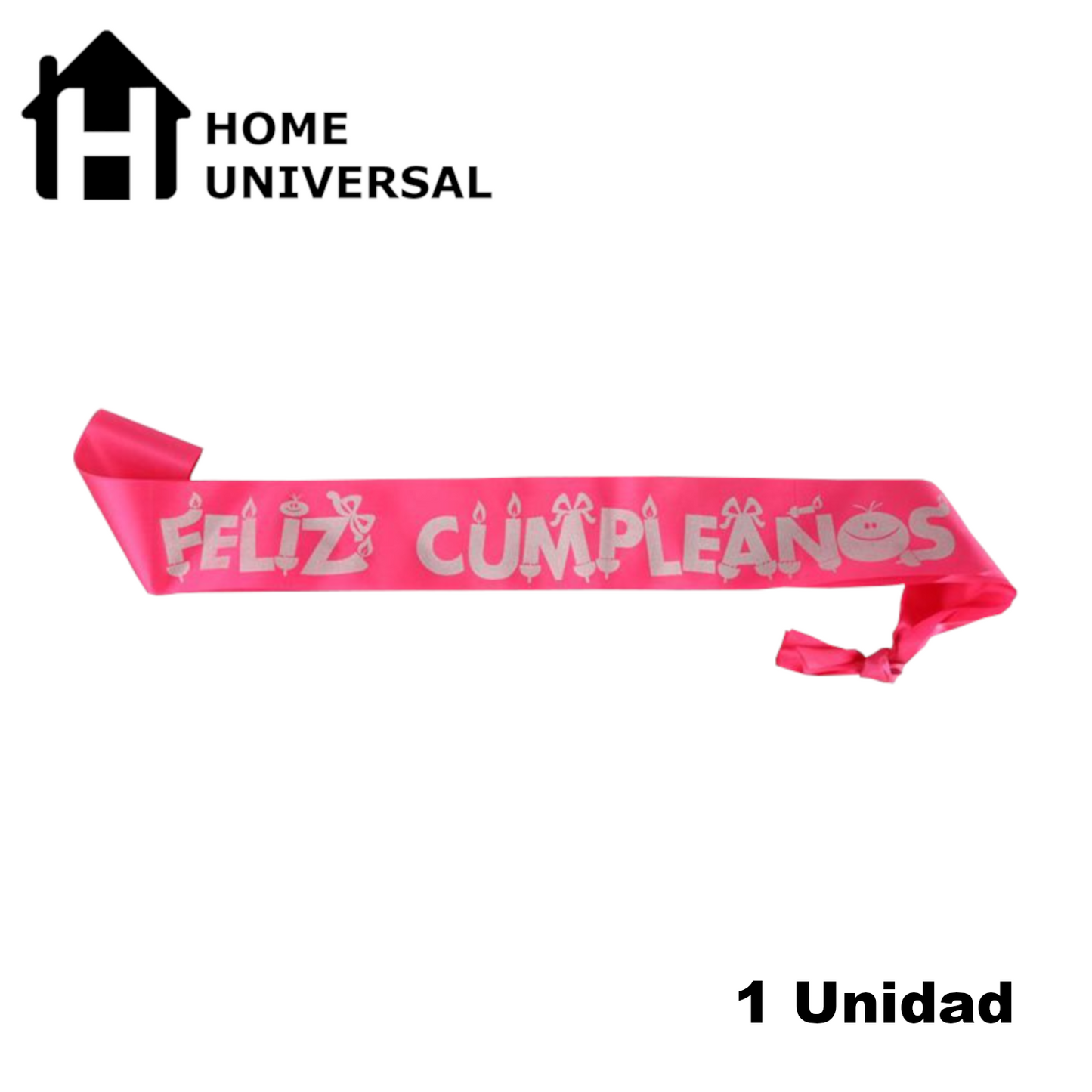 Home Universal® Banda Feliz Cumpleaños – Cinta Decorativa para Fiesta y Photocall, Accesorio para Mujer, Hombre y Niños, Diseño Elegante con Letras Doradas, Ideal para Celebraciones y Sesiones de Fotos (Estampado - 1 unidad)