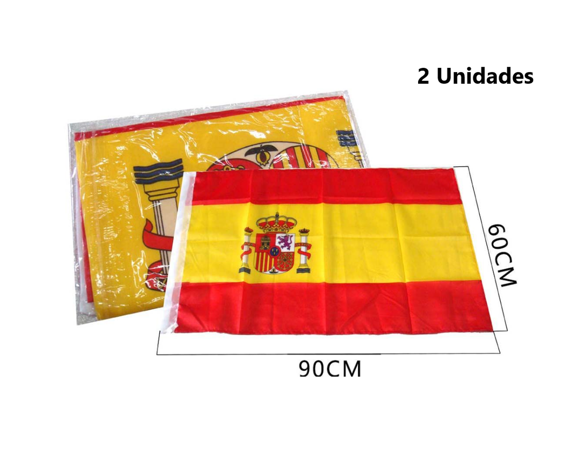 Home Universal ® Bandera de España, Tela Resistente al viento y la lluvia, Bandera de Mano de España, con Costuras Reforzadas, Perfecta para Coches, Escritorios y Fiestas (2 piezas)