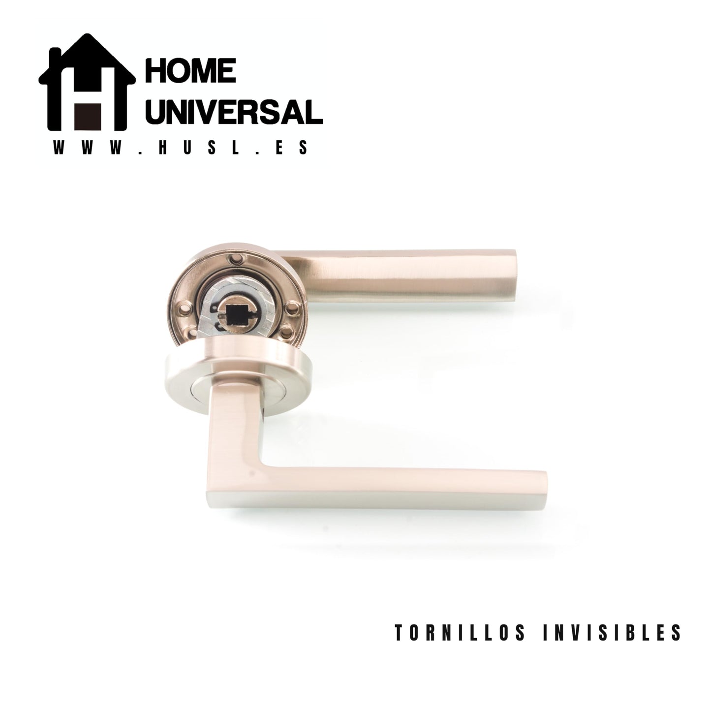 Home Universal® 2 Juegos de Manillas de Puerta Negro Mate, juego de manijas de puerta interiores para el hogar y la oficina,moderno mango de puerta interior negro (Niquel Satinado II (1 Juego))