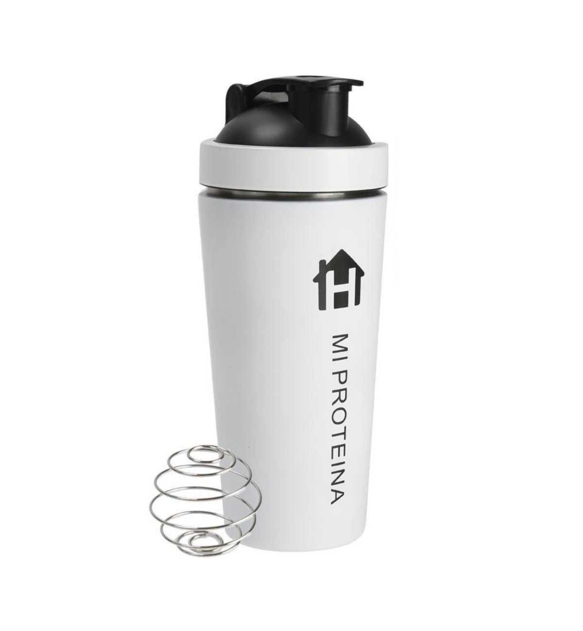Home Universal® 750ML Botella Gim Shaker de Acero Inoxidable | BPA Free con Mezclador de Tapa Integrado | Vaso Gimnasio con Medidor | Apto para Lavavajillas | Vaso Proteína (Blanco)