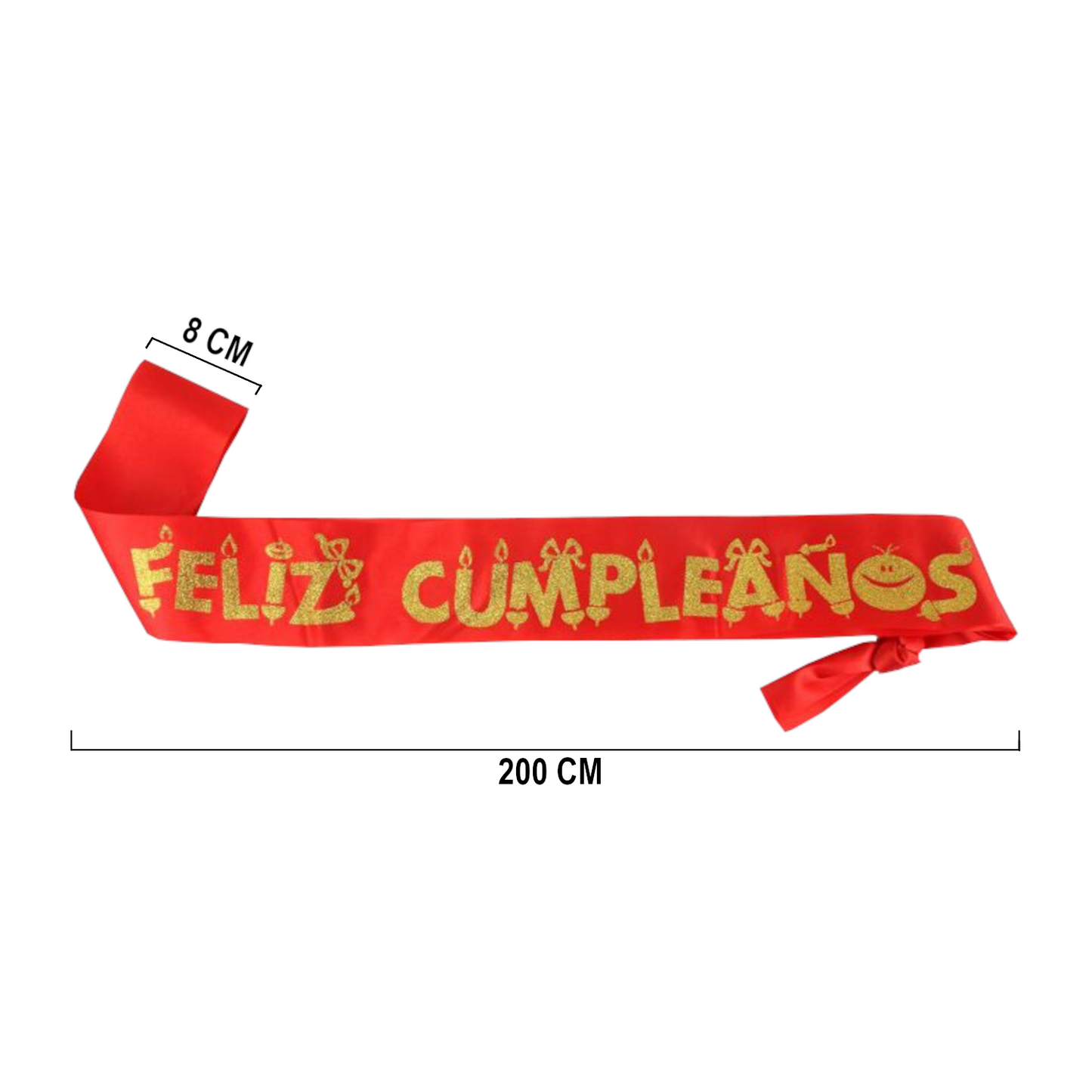 Home Universal® Banda Feliz Cumpleaños – Cinta Decorativa para Fiesta y Photocall, Accesorio para Mujer, Hombre y Niños, Diseño Elegante con Letras Doradas, Ideal para Celebraciones y Sesiones de Fotos (Con letra "Feliz cumpleaños" - 1 unidad)