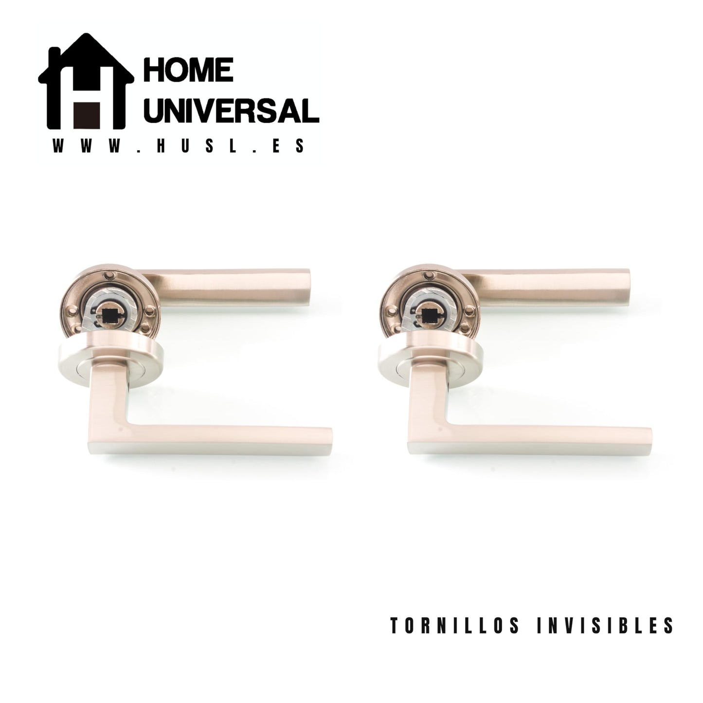 Home Universal® 2 Juegos de Manillas de Puerta Negro Mate, juego de manijas de puerta interiores para el hogar y la oficina,moderno mango de puerta interior negro (Niquel Satinado II (2 Juegos))