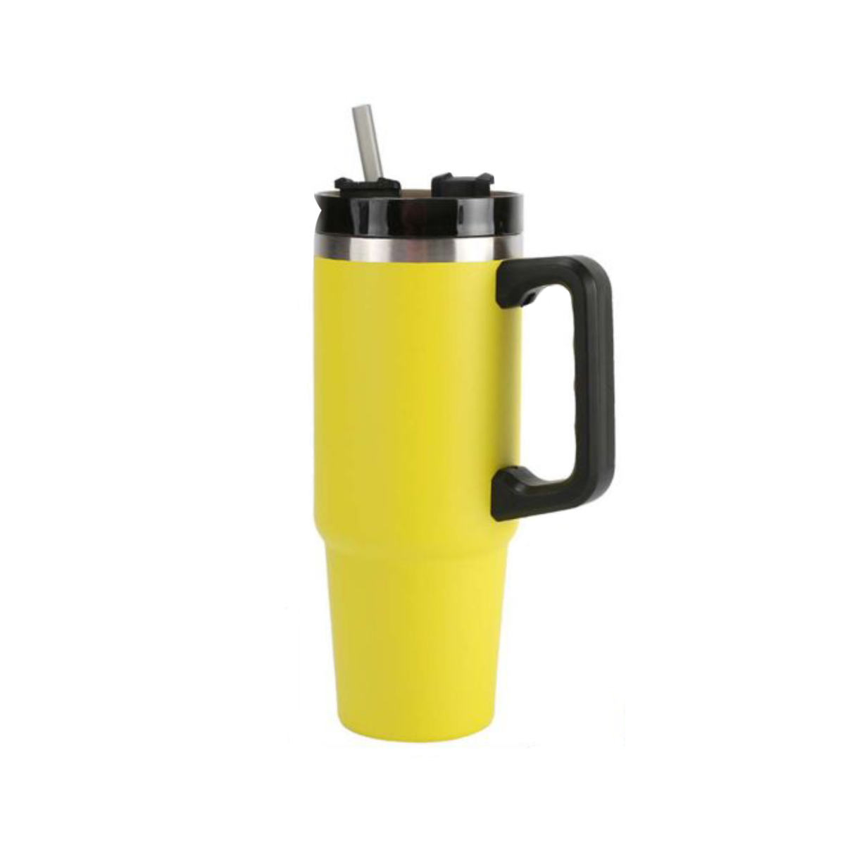 Home Universal® 890ML - Taza de Viaje con Tapa y Pajita para Coche | Taza Térmica de Café con Aislamiento de Doble Pared | Acero Inoxidable (Amarillo)