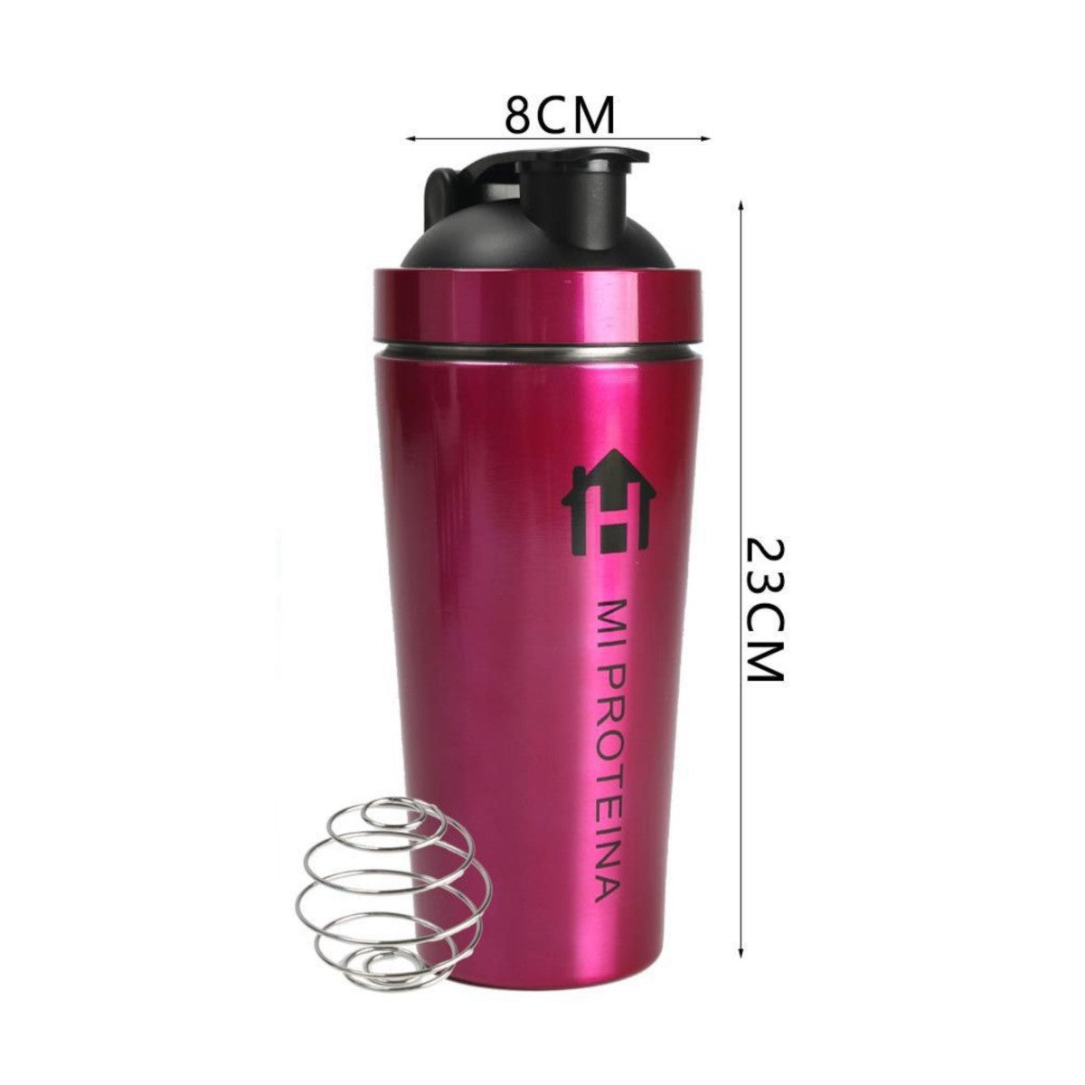Home Universal® 750ML Botella Gim Shaker de Acero Inoxidable | BPA Free con Mezclador de Tapa Integrado | Vaso Gimnasio con Medidor | Apto para Lavavajillas | Vaso Proteína (Fucsia)
