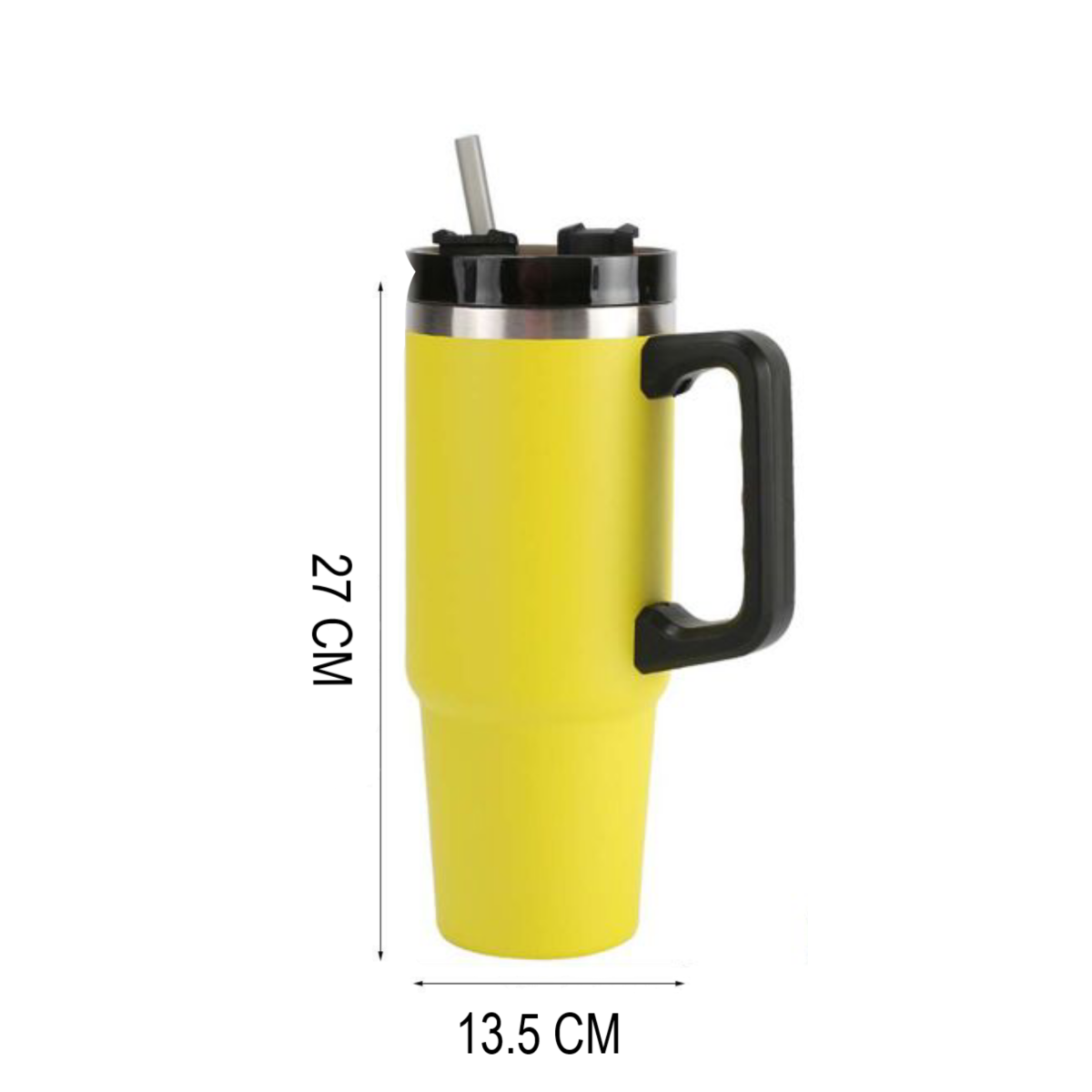 Home Universal® 890ML - Taza de Viaje con Tapa y Pajita para Coche | Taza Térmica de Café con Aislamiento de Doble Pared | Acero Inoxidable (Amarillo)