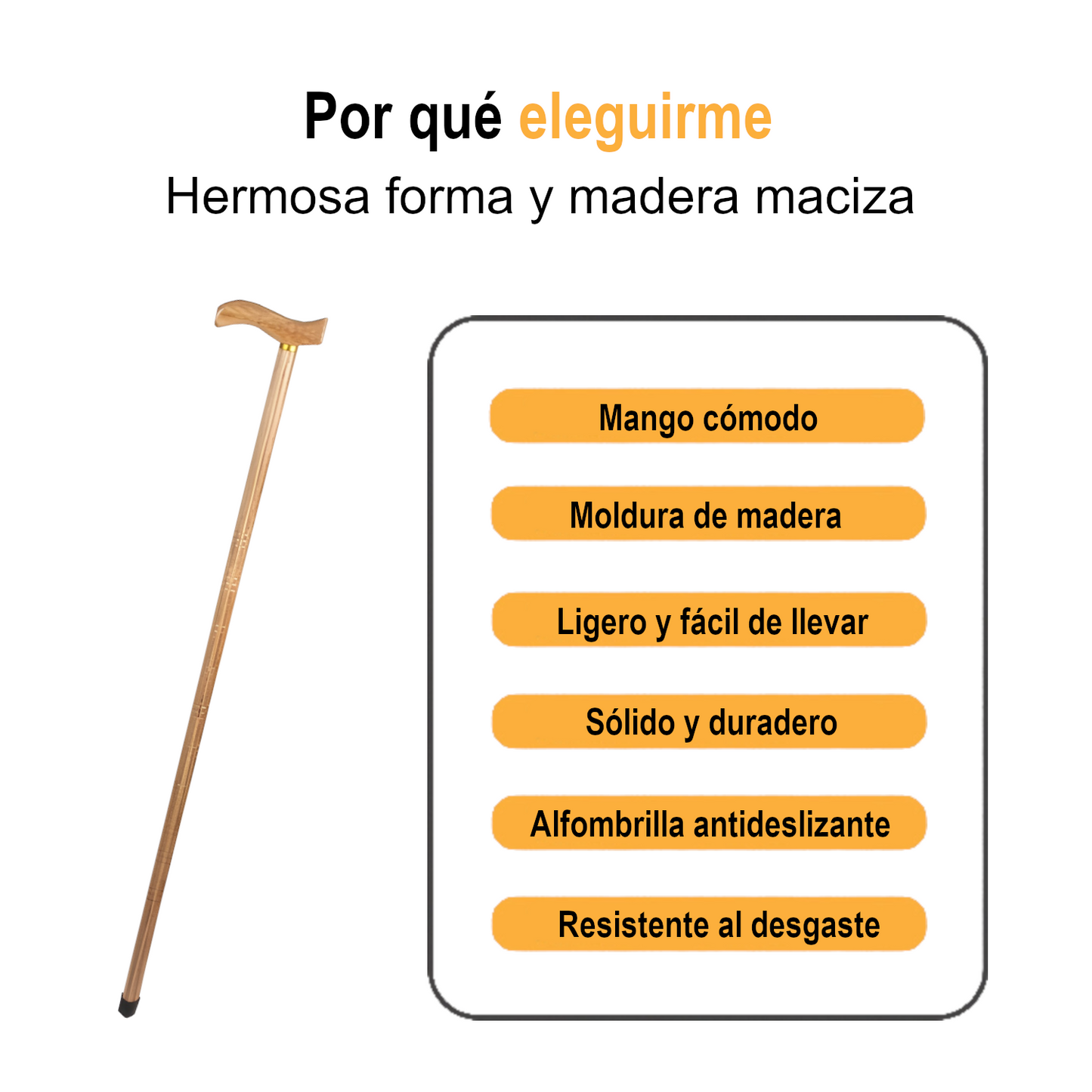 Home Universal Bastón Ergonómico Antideslizante – Madera Clásica – Ligero, Resistente y Extensible – Ideal para Adultos Mayores, Rehabilitación y Seguridad al Caminar (Bastón Derby Claro)