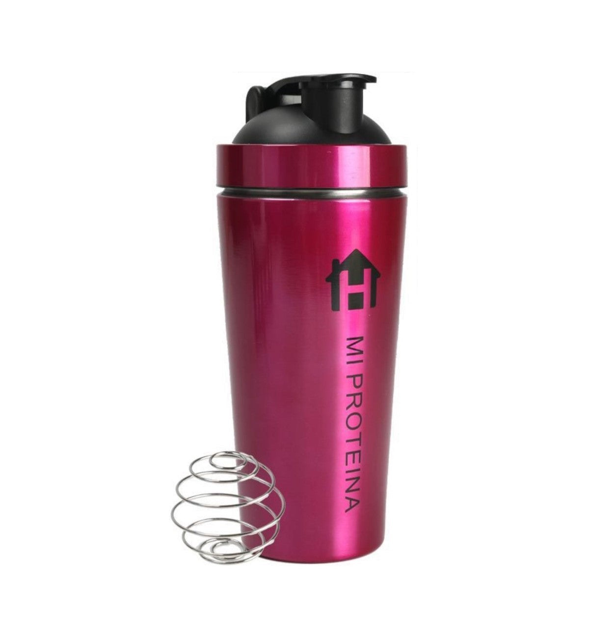 Home Universal® 750ML Botella Gim Shaker de Acero Inoxidable | BPA Free con Mezclador de Tapa Integrado | Vaso Gimnasio con Medidor | Apto para Lavavajillas | Vaso Proteína (Fucsia)