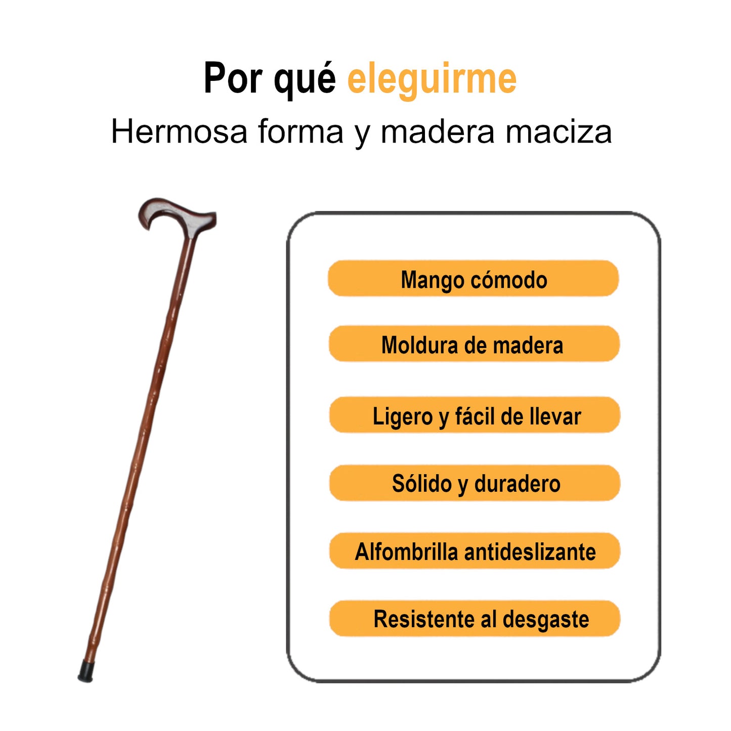 Home Universal® Bastón Ergonómico Antideslizante – Madera Clásica – Ligero, Resistente y Extensible – Ideal para Adultos Mayores, Rehabilitación y Seguridad al Caminar (Bastón Derby Caoba)