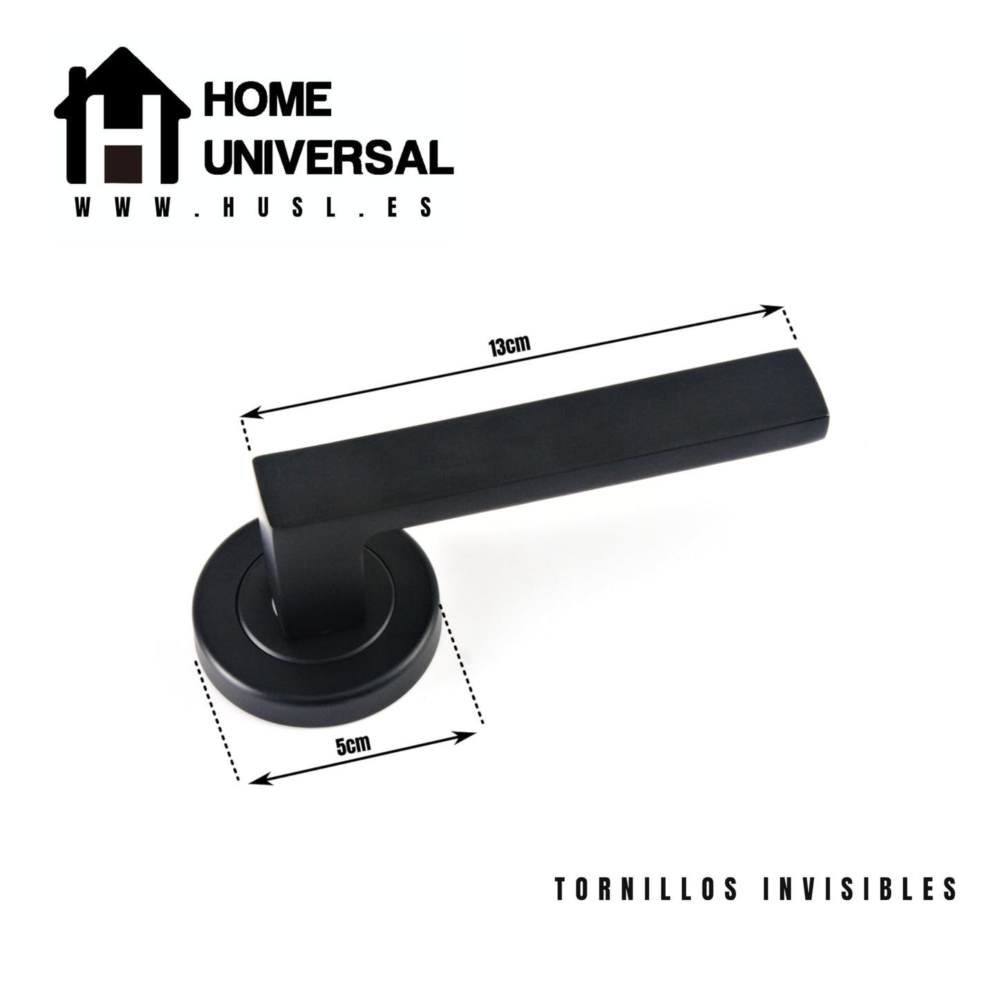 Home Universal® 2 Juegos de Manillas de Puerta Negro Mate, juego de manijas de puerta interiores para el hogar y la oficina,moderno mango de puerta interior negro (Negro Mate 1 (1 Juego))