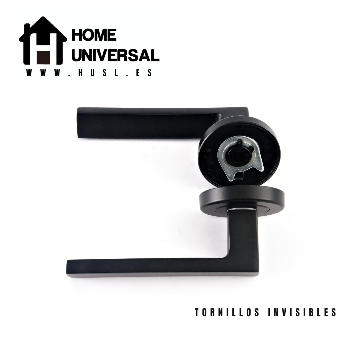 Home Universal® 2 Juegos de Manillas de Puerta Negro Mate, juego de manijas de puerta interiores para el hogar y la oficina,moderno mango de puerta interior negro (Negro Mate 1 (1 Juego))