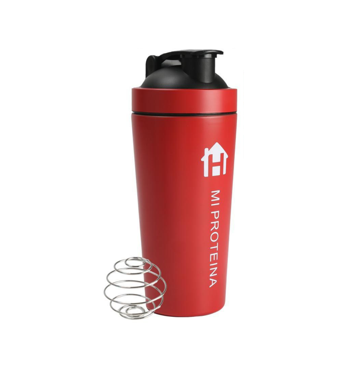 Home Universal® 750ML Botella Gim Shaker de Acero Inoxidable | BPA Free con Mezclador de Tapa Integrado | Vaso Gimnasio con Medidor | Apto para Lavavajillas | Vaso Proteína (Rojo)
