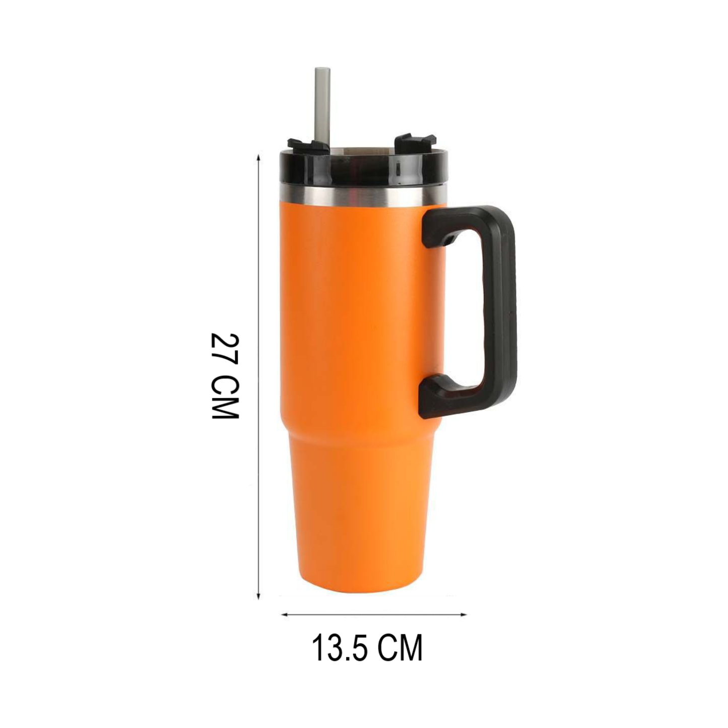 Home Universal® 890ML - Taza de Viaje con Tapa y Pajita para Coche | Taza Térmica de Café con Aislamiento de Doble Pared | Acero Inoxidable (Naranja)