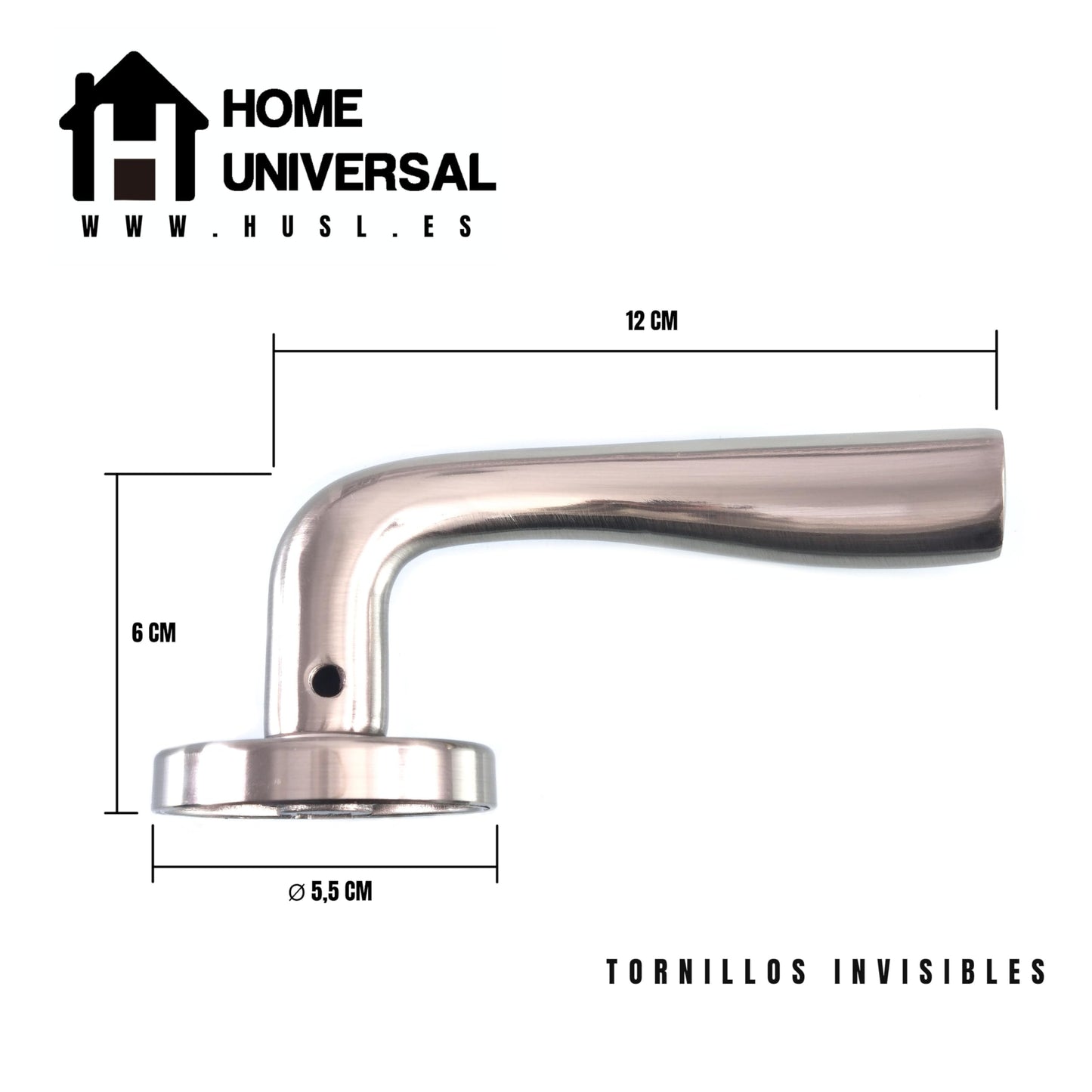Home Universal® 2 Juegos de Manillas de Puerta Negro Mate, juego de manijas de puerta interiores para el hogar y la oficina,moderno mango de puerta interior negro (Niquel Satinado (2 Juego))