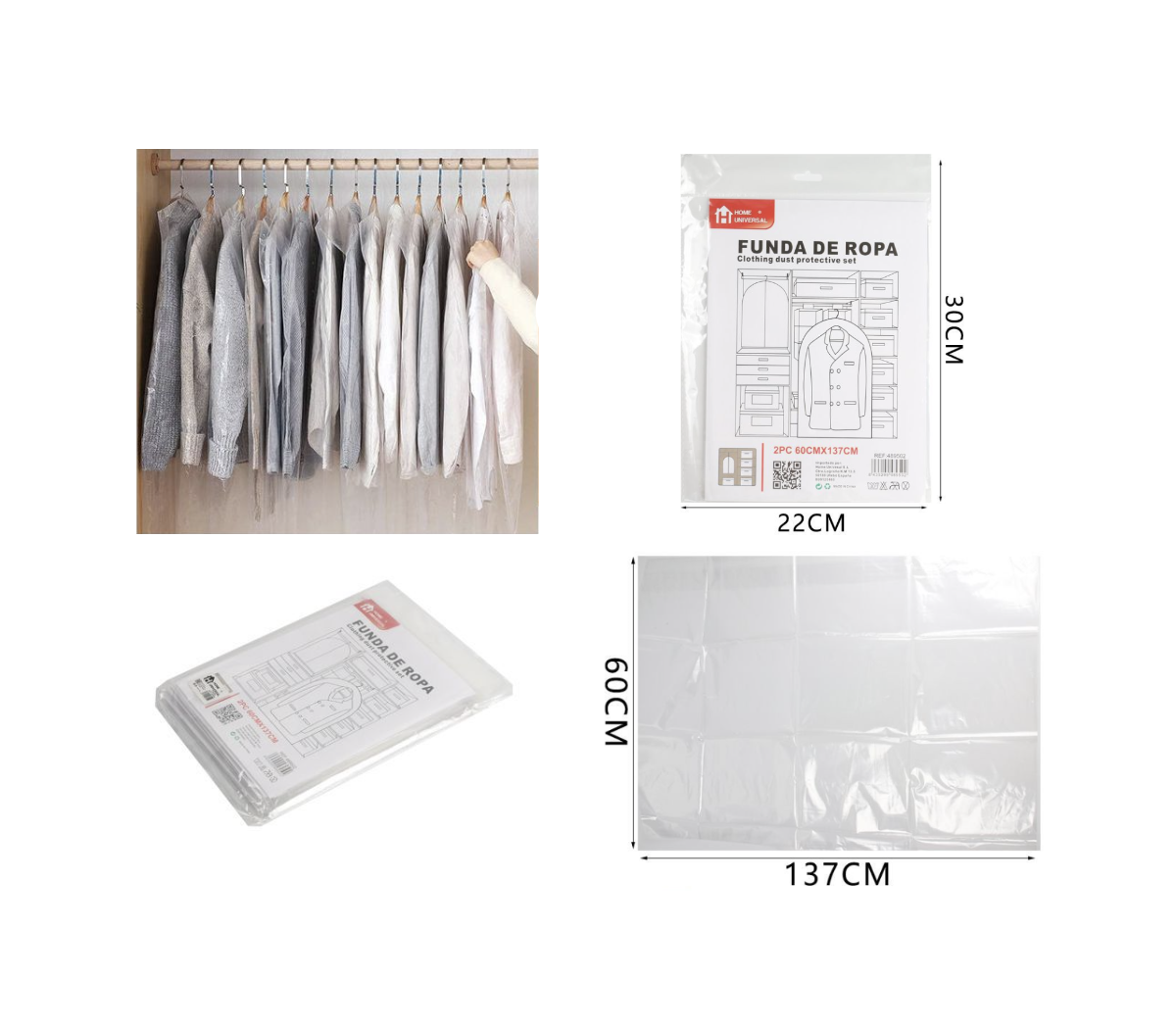 Home Universal Paquete de 24 fundas para ropa, fundas tipo tintorería con protección contra rayos UV y polvo (60 x 137 CM)