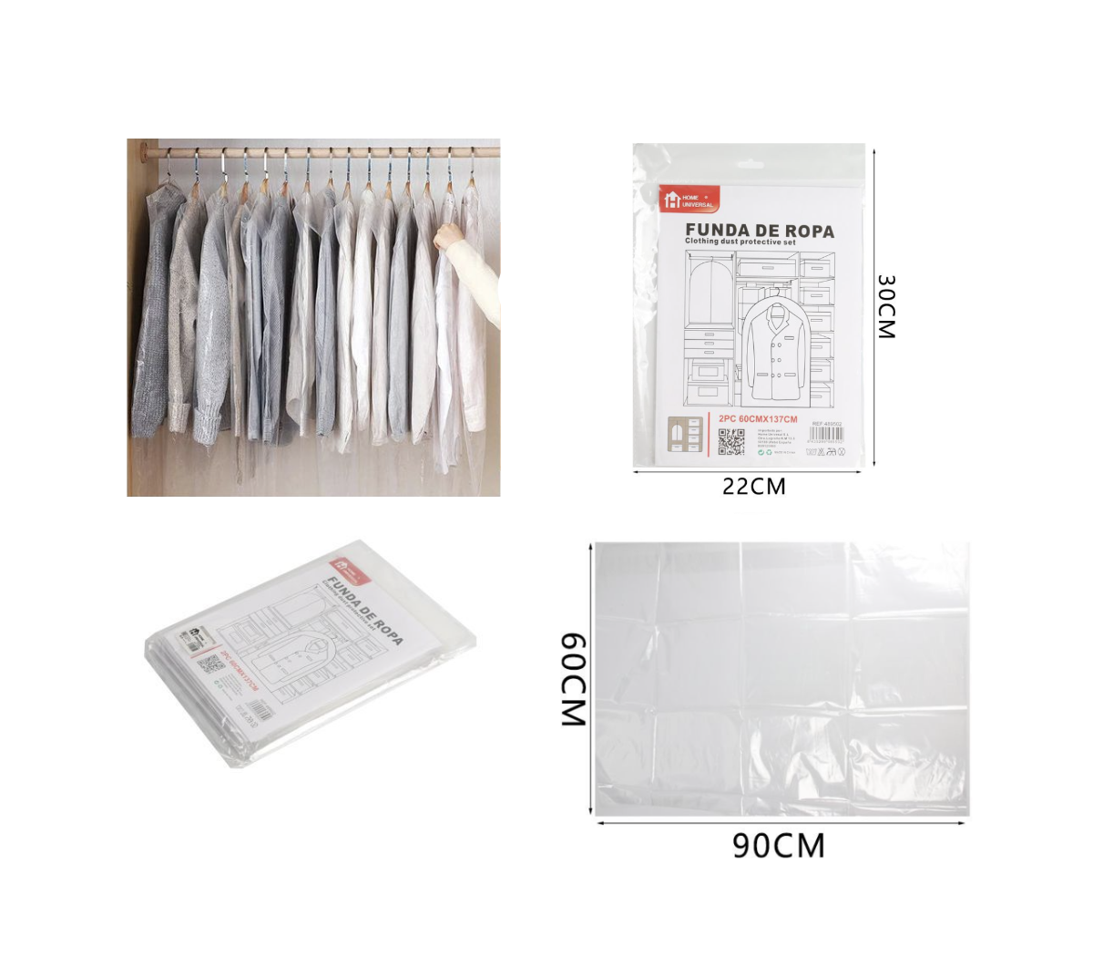 Home Universal Paquete de 24 fundas para ropa, fundas tipo tintorería con protección contra rayos UV y polvo (60 x 90 CM)