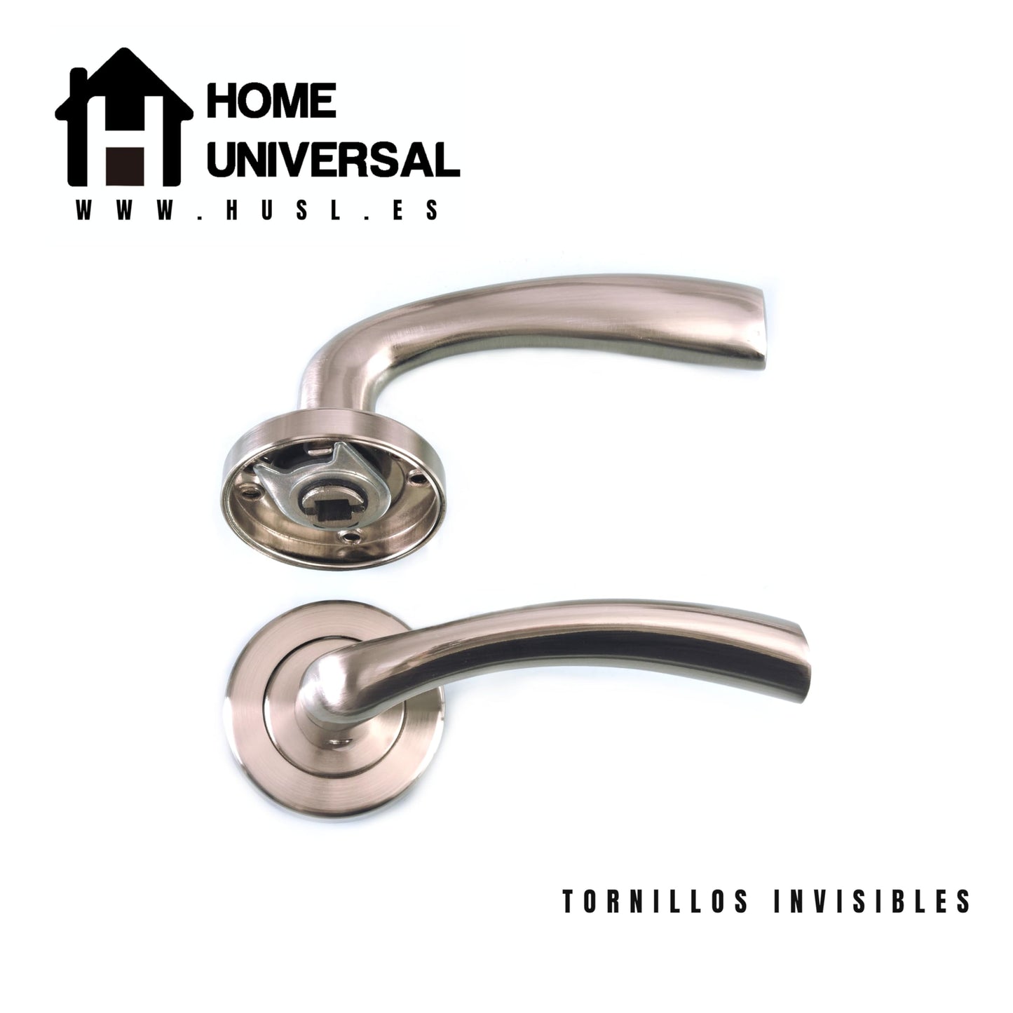 Home Universal® 2 Juegos de Manillas de Puerta Negro Mate, juego de manijas de puerta interiores para el hogar y la oficina,moderno mango de puerta interior negro (Niquel Satinado (1 Juego))