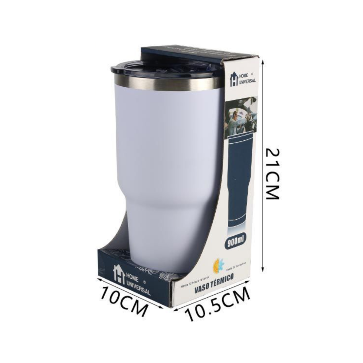 Home Universal ® Termo de Café Acero Inoxidable, Vaso Térmico con Aislamiento, 12h Caliente / 24h Frío, para agua, té caliente y frio (Blanco)