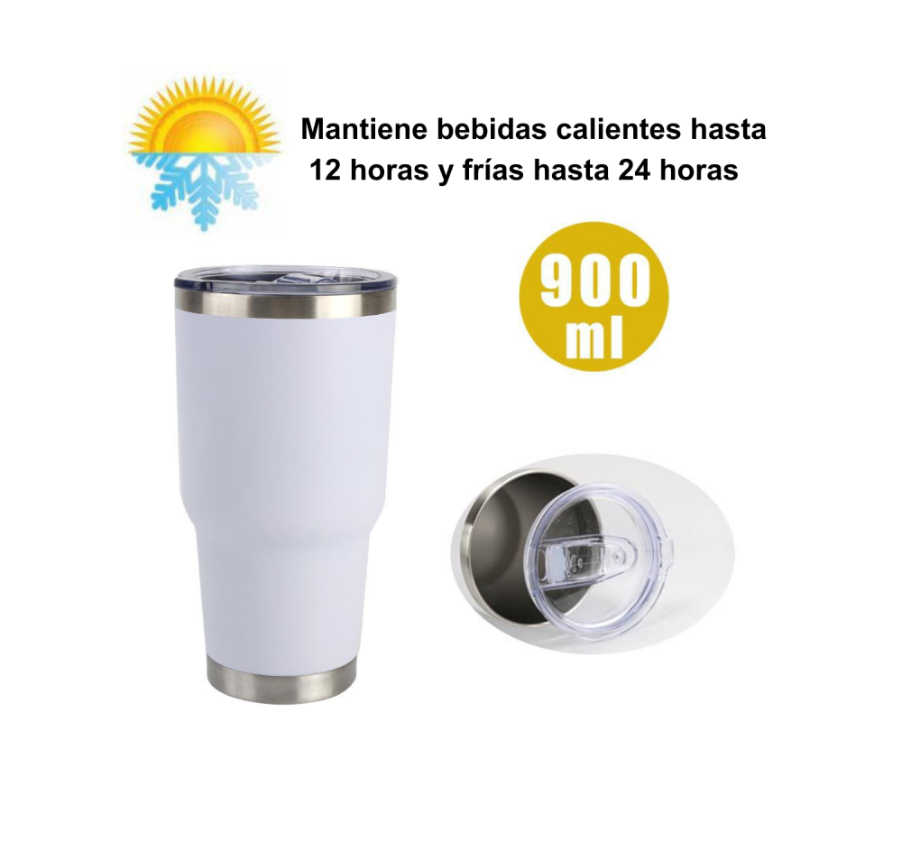 Home Universal ® Termo de Café Acero Inoxidable, Vaso Térmico con Aislamiento, 12h Caliente / 24h Frío, para agua, té caliente y frio (Blanco)