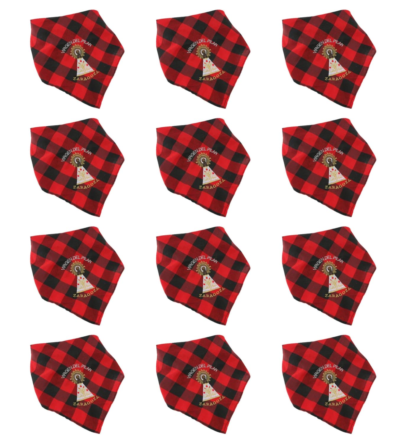 Pack 12 Cachirulos Aragoneses 95cm, Pañuelos Fiestas del Pilar, Zorongos zaragozanos