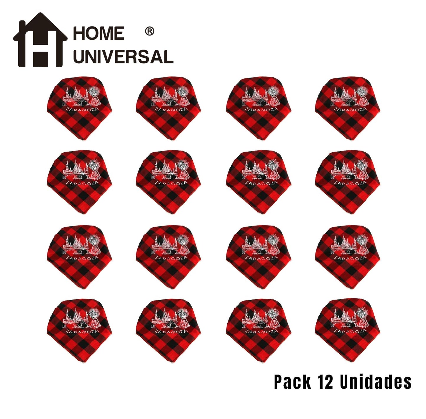 Pack 12 Cachirulos Aragoneses 95cm, Pañuelos Fiestas del Pilar, Zorongos zaragozanos
