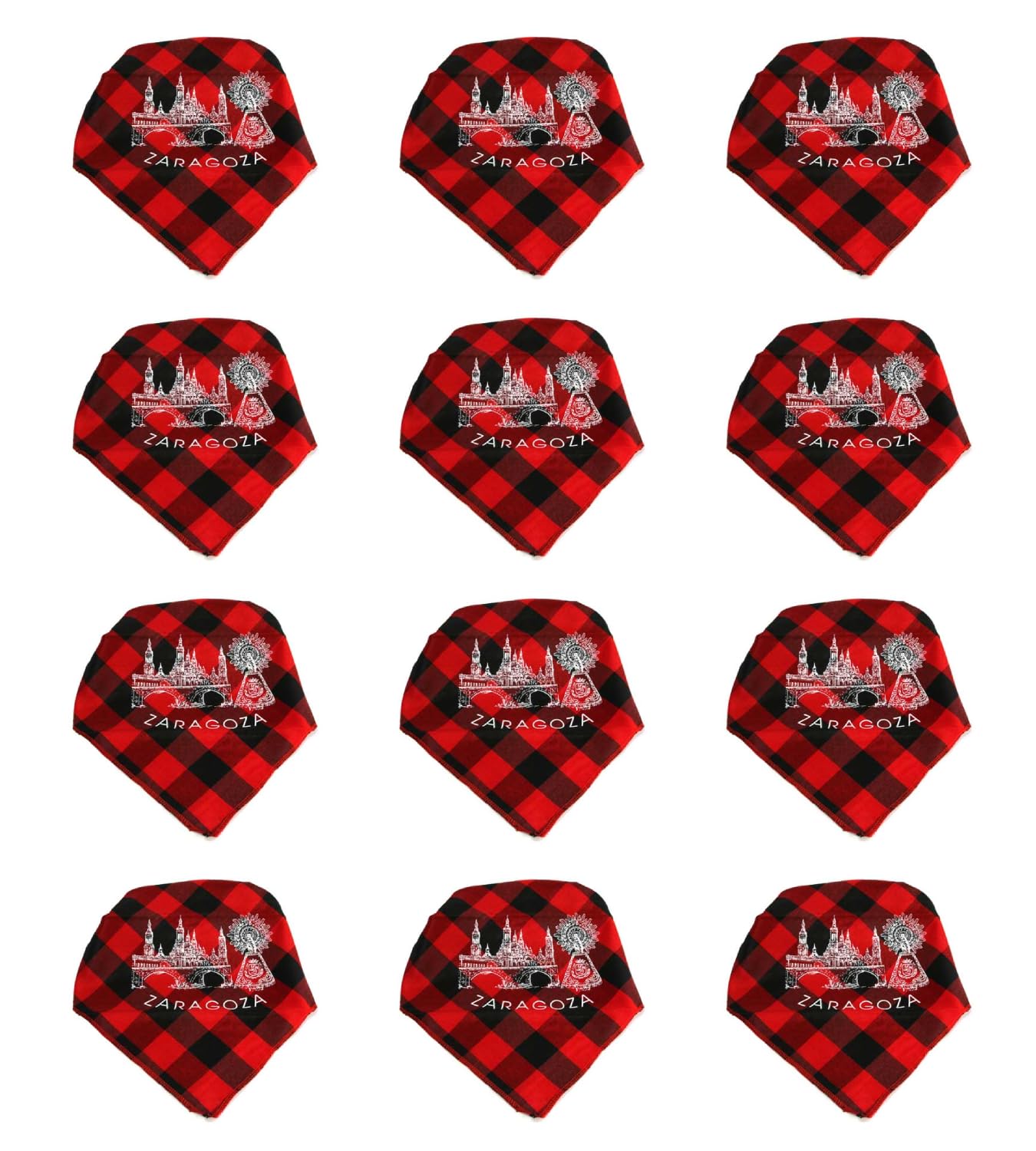 Pack 12 Cachirulos Aragoneses 95cm, Pañuelos Fiestas del Pilar, Zorongos zaragozanos