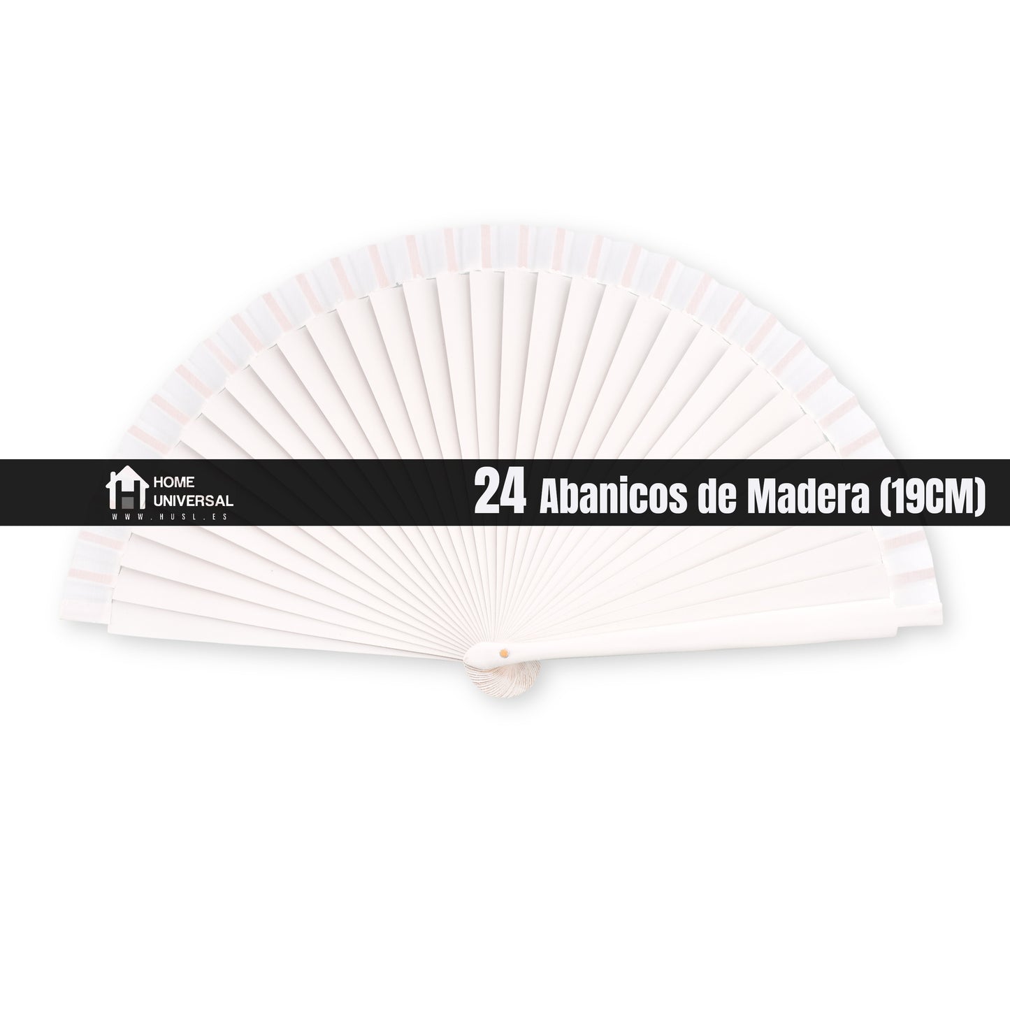 HOME UNIVERSAL Abanicos Madera Liso 19CM, Detalles para los Invitados, Regalos de Boda, Fiesta, Comunión o Bautizo (19cm_Blanco)