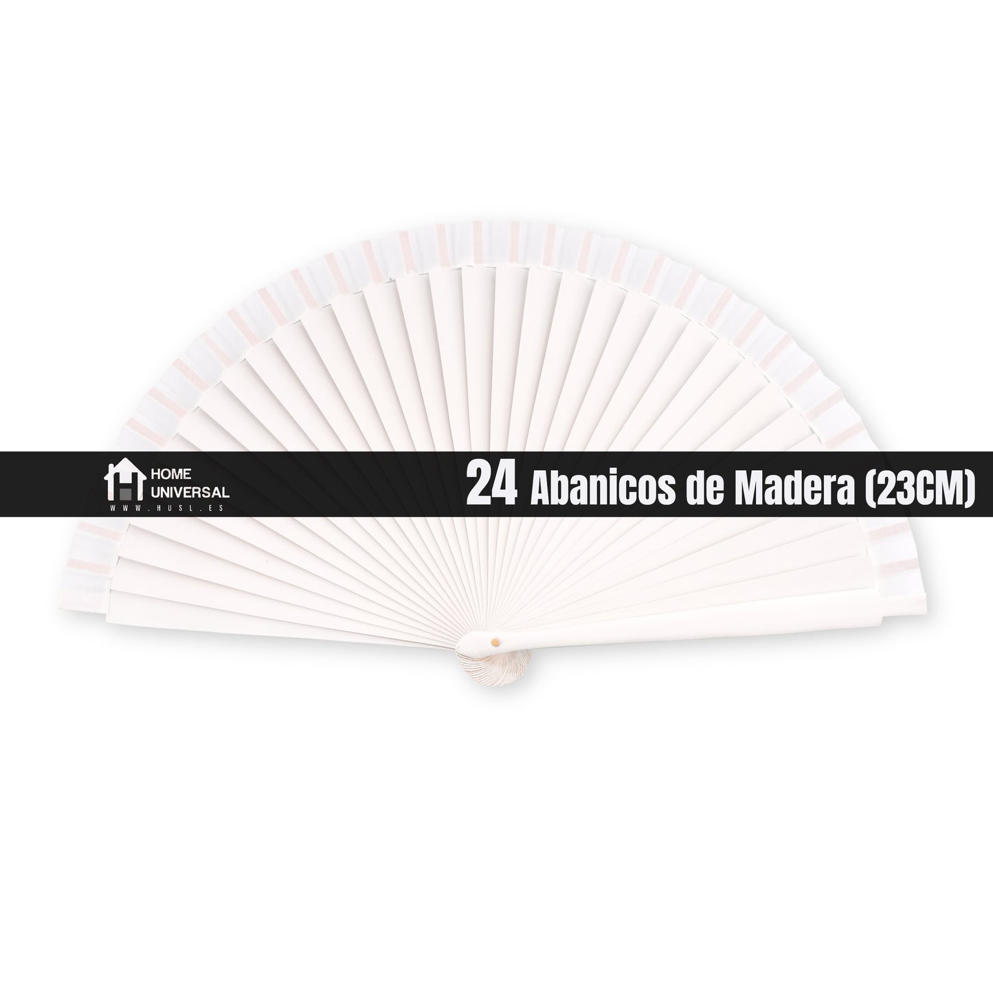 HOME UNIVERSAL Abanicos Madera Liso 23CM, Detalles para los Invitados, Regalos de Boda, Fiesta, Comunión o Bautizo (23cm_Blanco)
