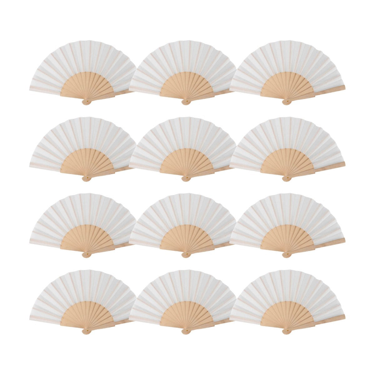 Home Universal ® Pack 12 Unidades Abanicos Madera con Tela Lisa 23cm, Detalles para los Invitados, Regalos de Boda, Fiestas, Comuniones y Otros Eventos (Beige)