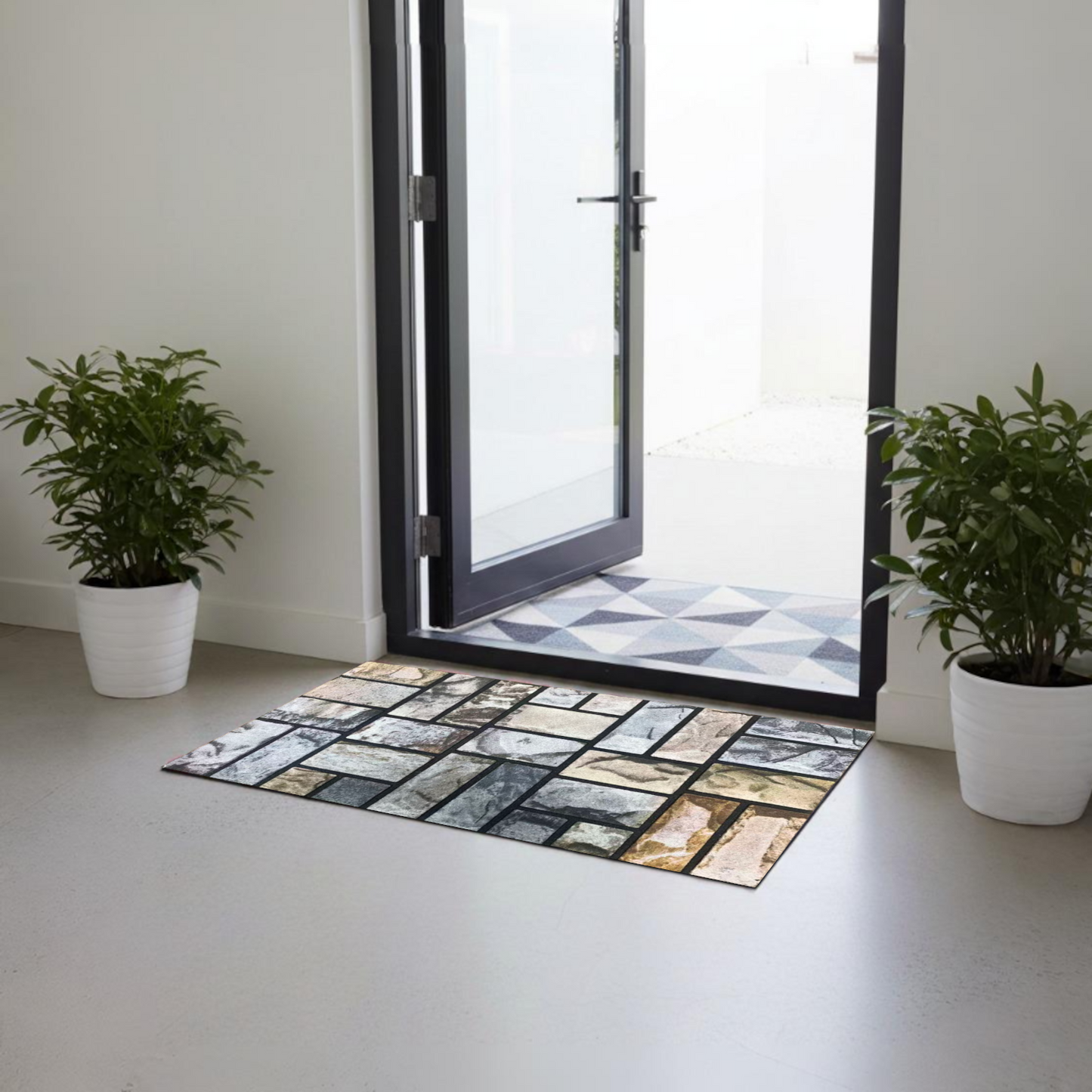 Home Universal® Felpudo de Goma Antideslizante para Exterior y interior – Resistente a Lluvia y Barro, Limpia Zapatos, Alta Durabilidad – Varias Medidas, 40X60CM, Piedra Irregular Rústica