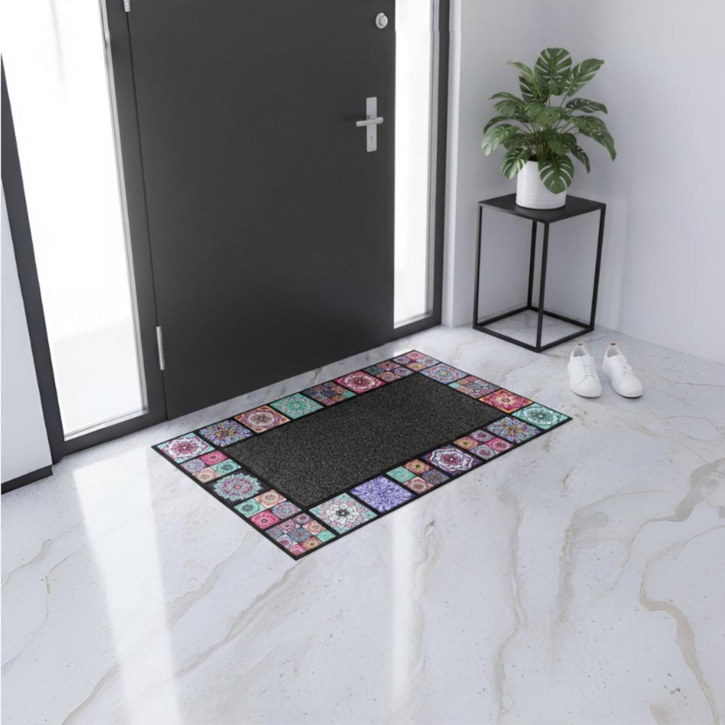 Home Universal® Felpudo de Goma Antideslizante para Exterior y interior – Resistente a Lluvia y Barro, Limpia Zapatos, Alta Durabilidad – Varias Medidas, 45X75CM, Colorido (Diseño Mosaico Azulejo)