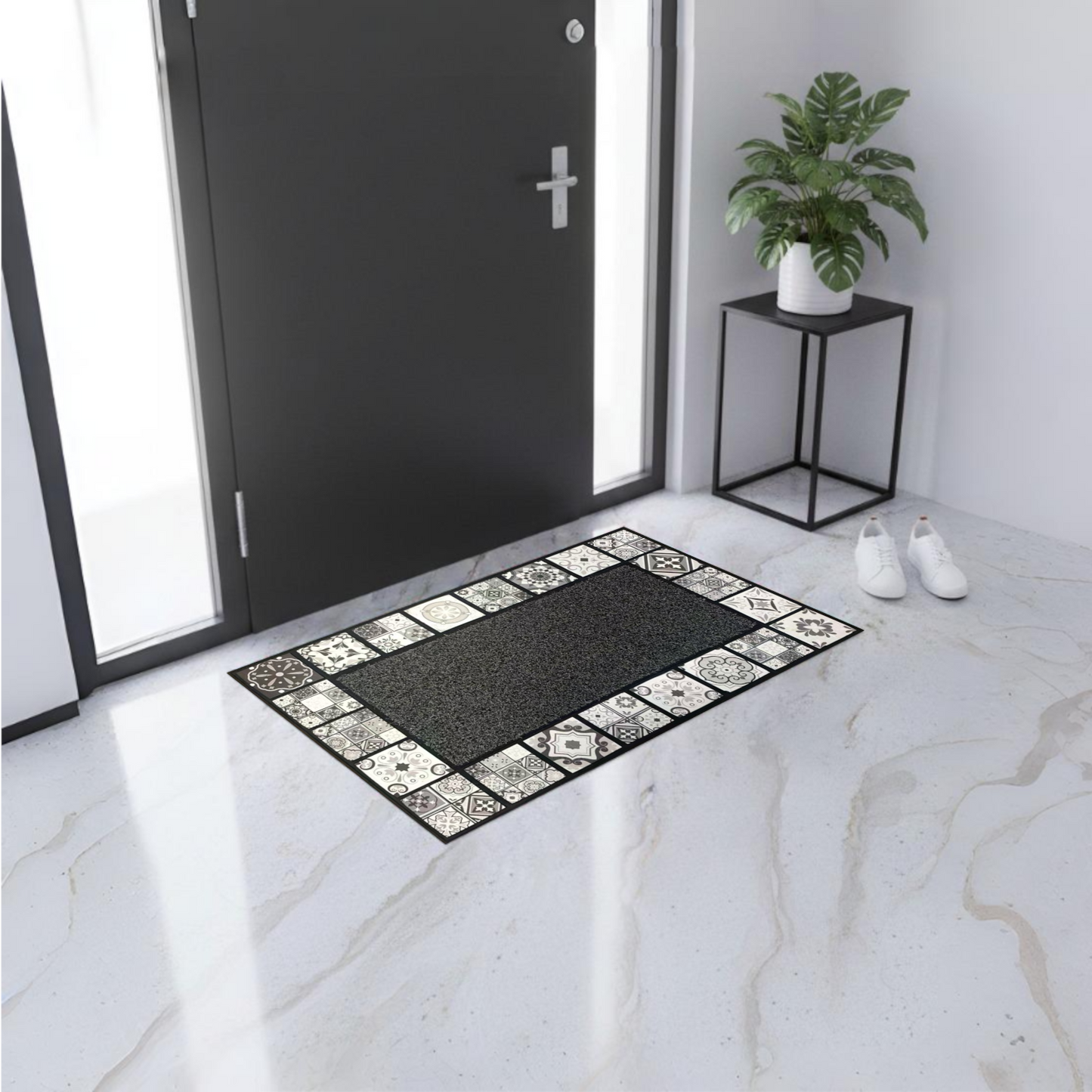 Home Universal® Felpudo de Goma Antideslizante para Exterior y interior – Resistente a Lluvia y Barro, Limpia Zapatos, Alta Durabilidad – Varias Medidas, 45X75CM, Gris (Estilo Baldosas Vintage)