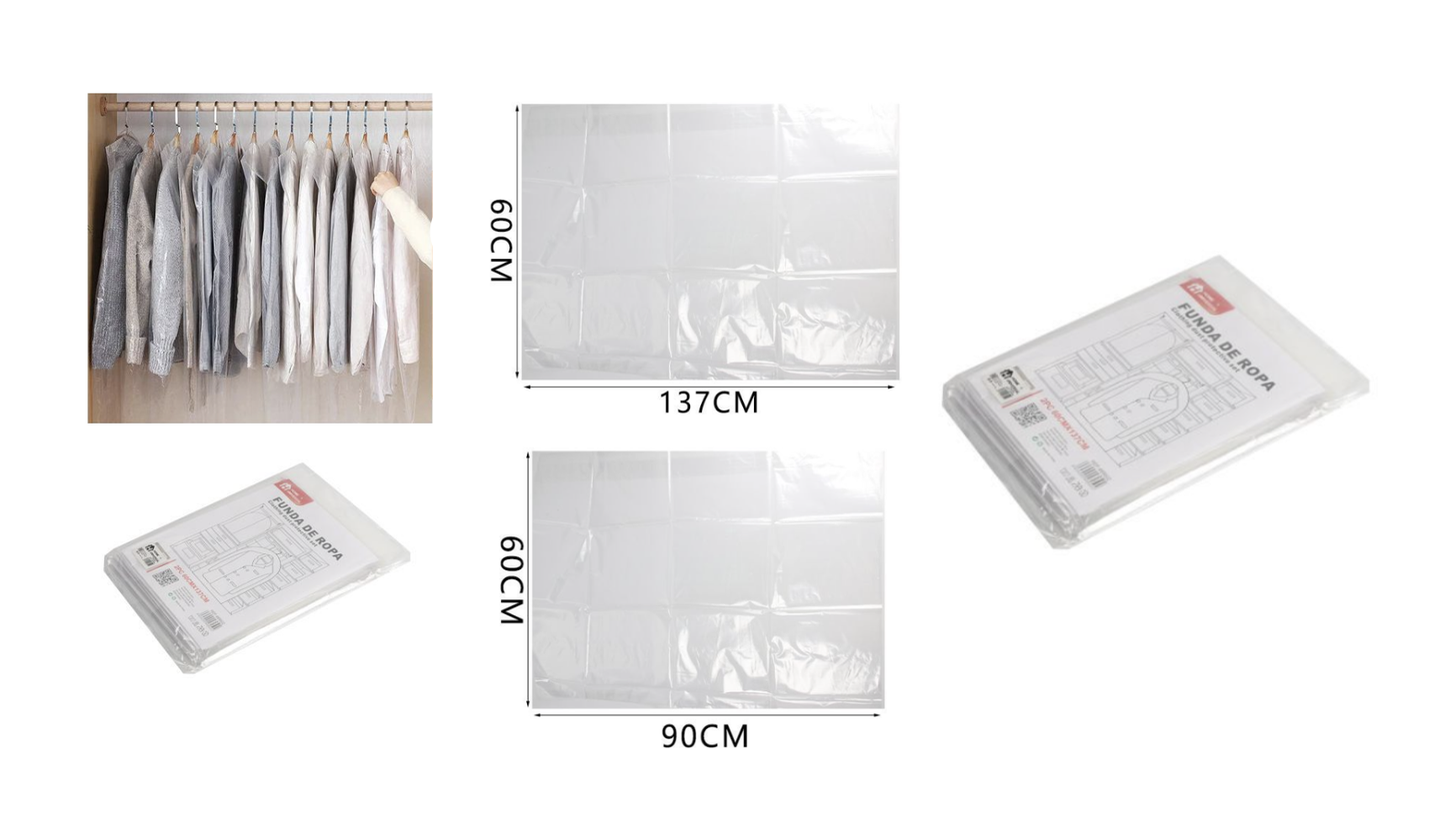 Home Universal Paquete de 24 fundas para ropa, fundas tipo tintorería con protección contra rayos UV y polvo (Mix Fundas de Tintoreria) (2 Pcs 60x90cm, 2 Pcs 60x137cm)
