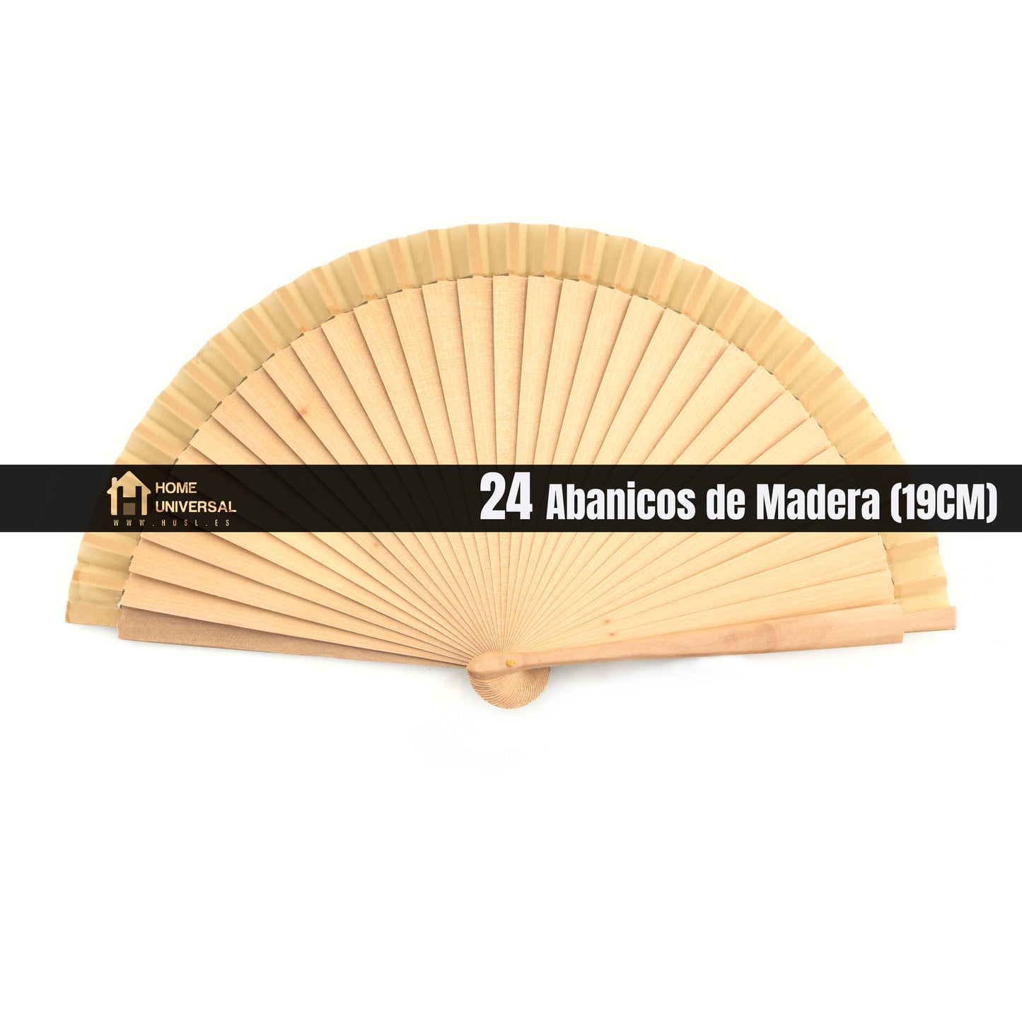 HOME UNIVERSAL Abanicos Madera Liso 19CM, Detalles para los Invitados, Regalos de Boda, Fiesta, Comunión o Bautizo (19cm_Natural)