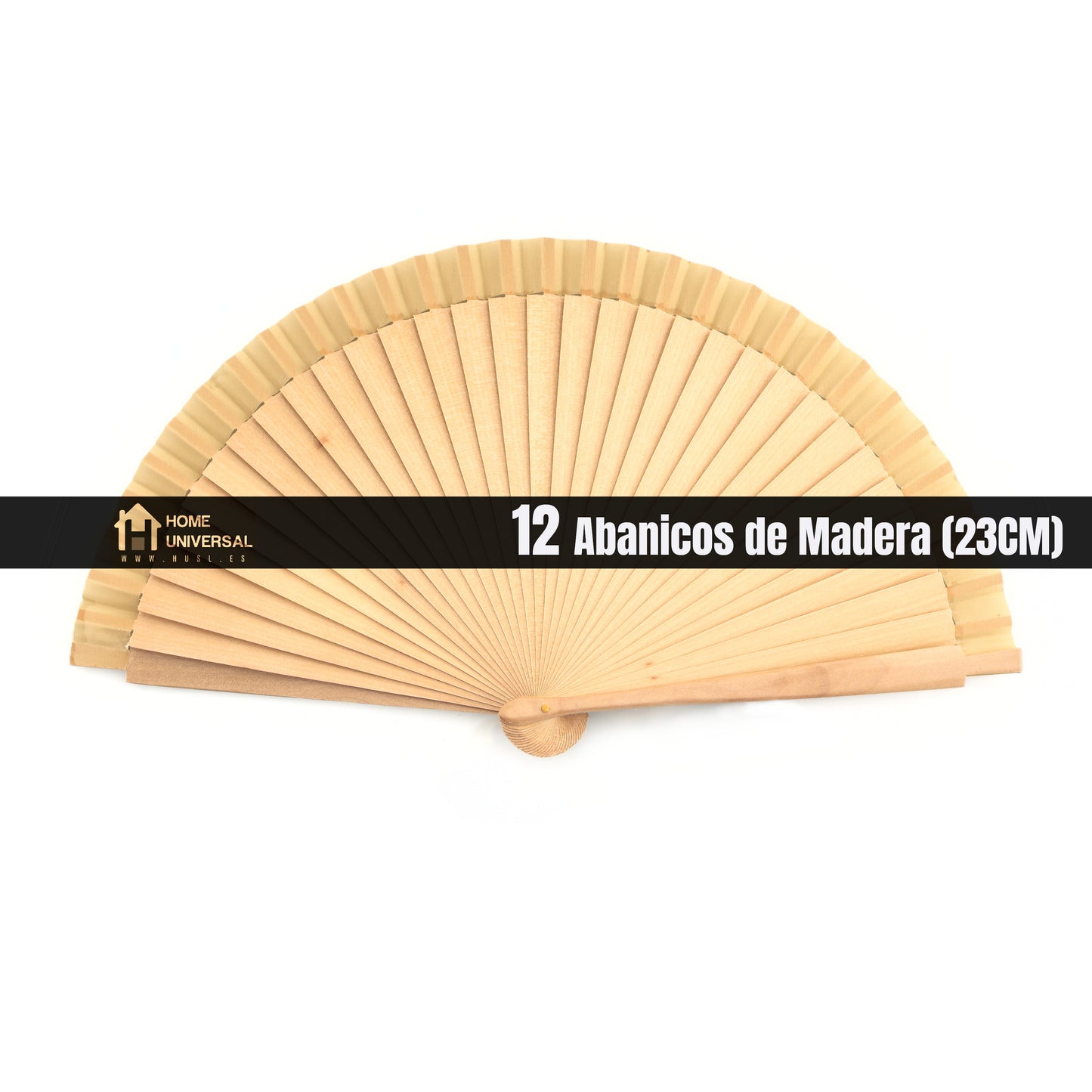 HOME UNIVERSAL Abanicos Madera Liso 23CM, Detalles para los Invitados, Regalos de Boda, Fiesta, Comunión o Bautizo (23cm_Natural)